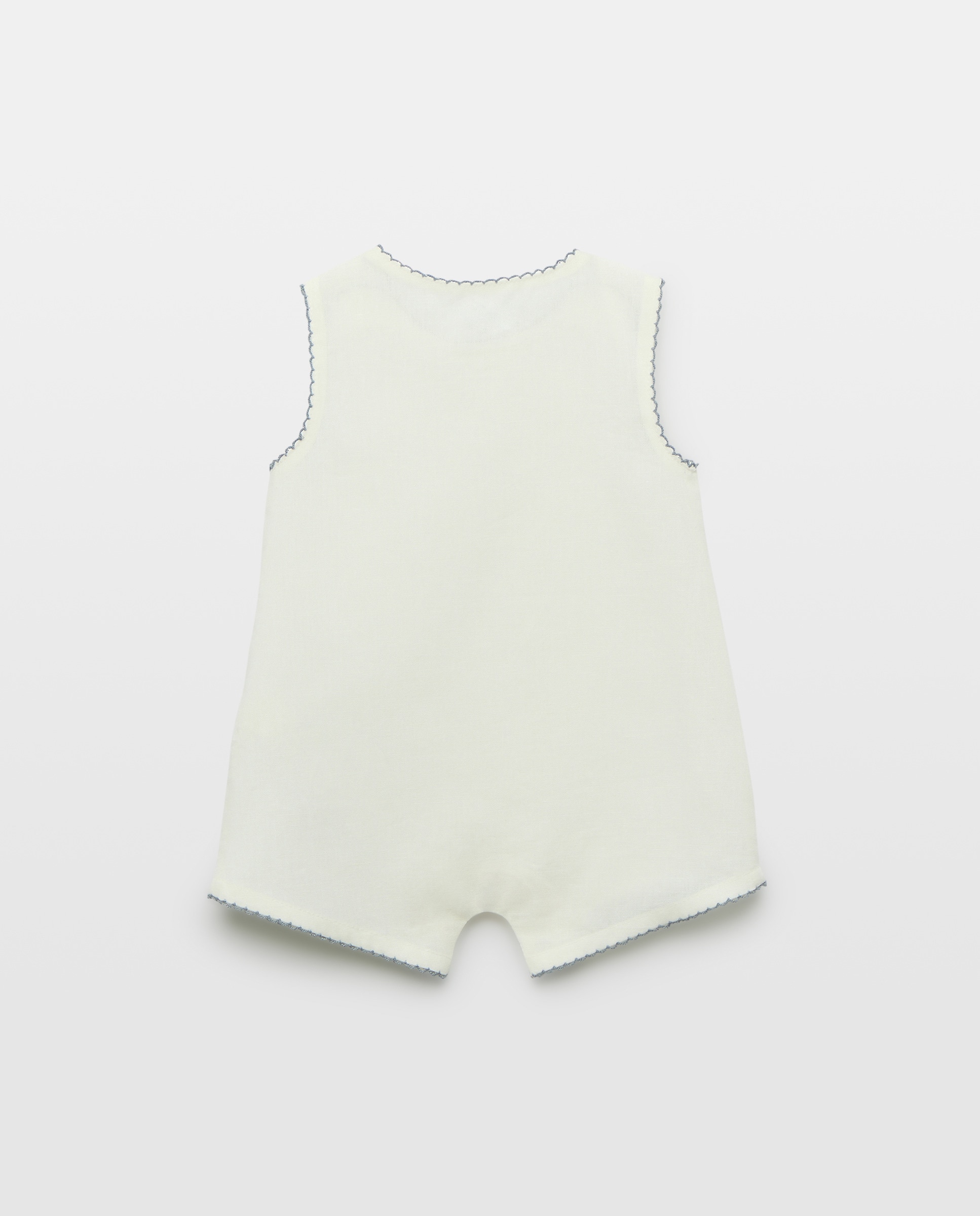 Pijama de bebé de lino sin mangas Blanco roto-2