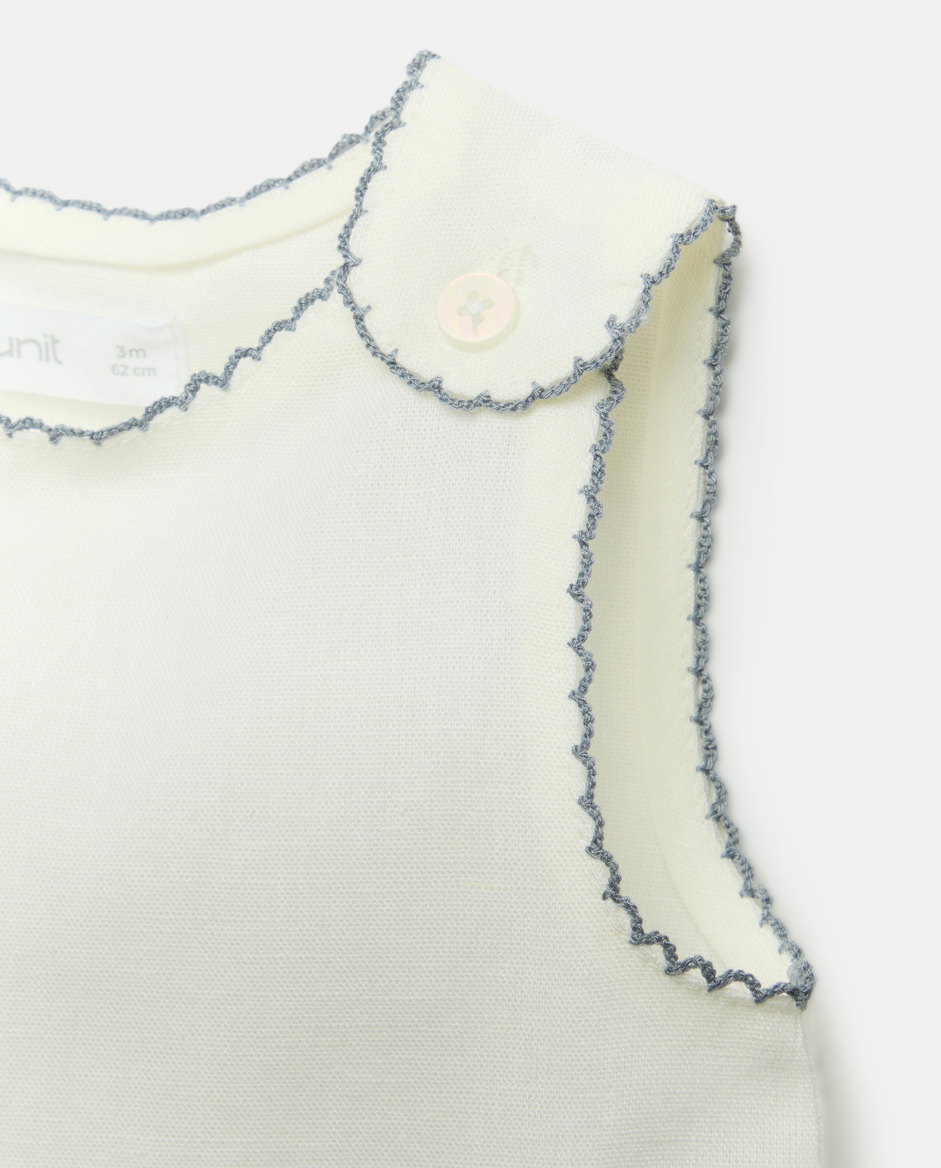 Pijama de bebé de lino sin mangas Blanco roto-3