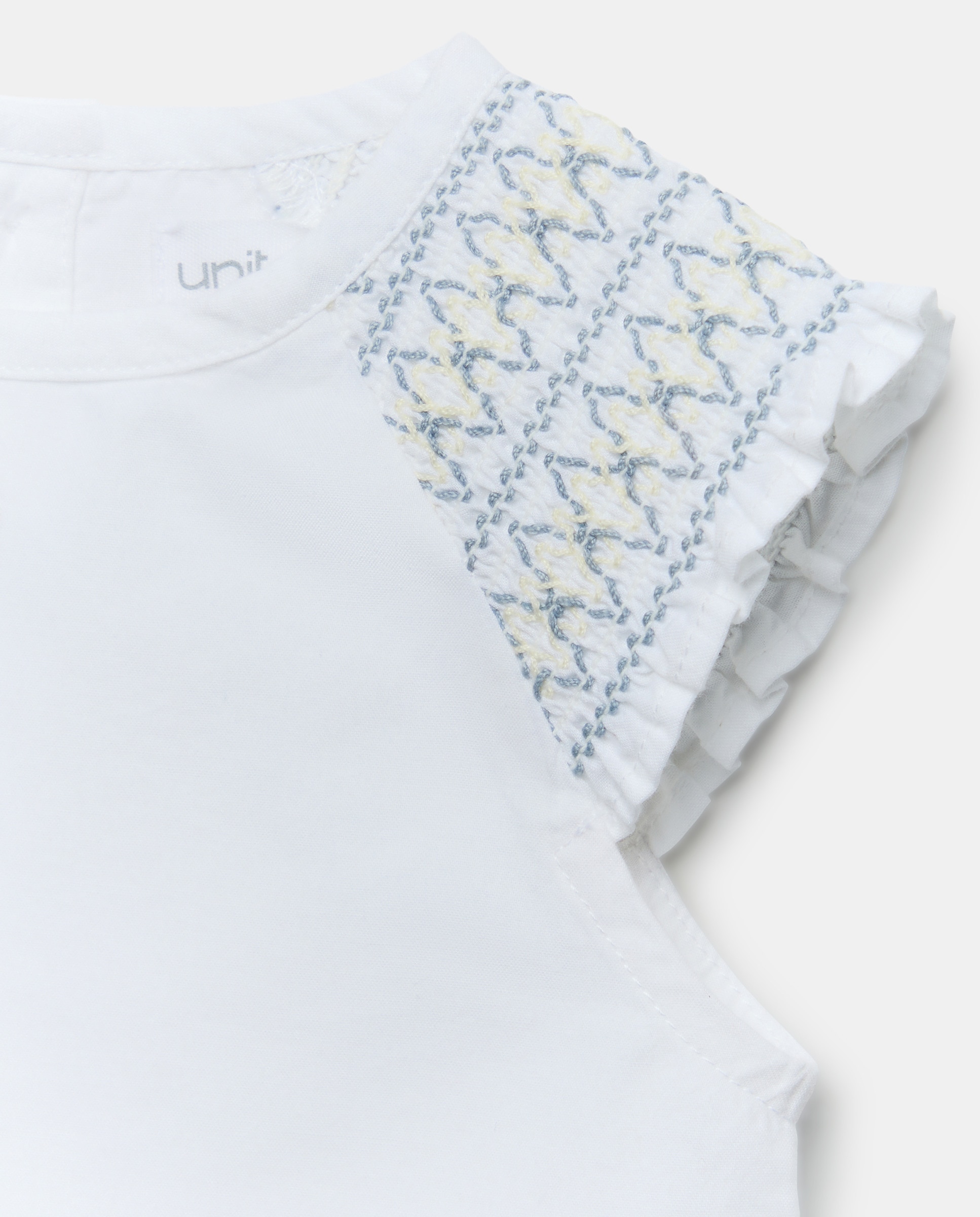 Pijama de bebé corto con bordados Blanco-3