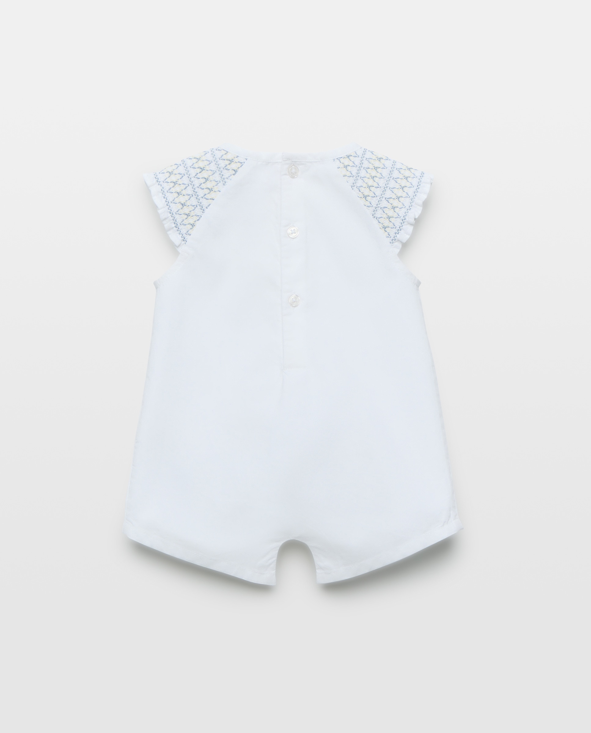 Pijama de bebé corto con bordados Blanco-2