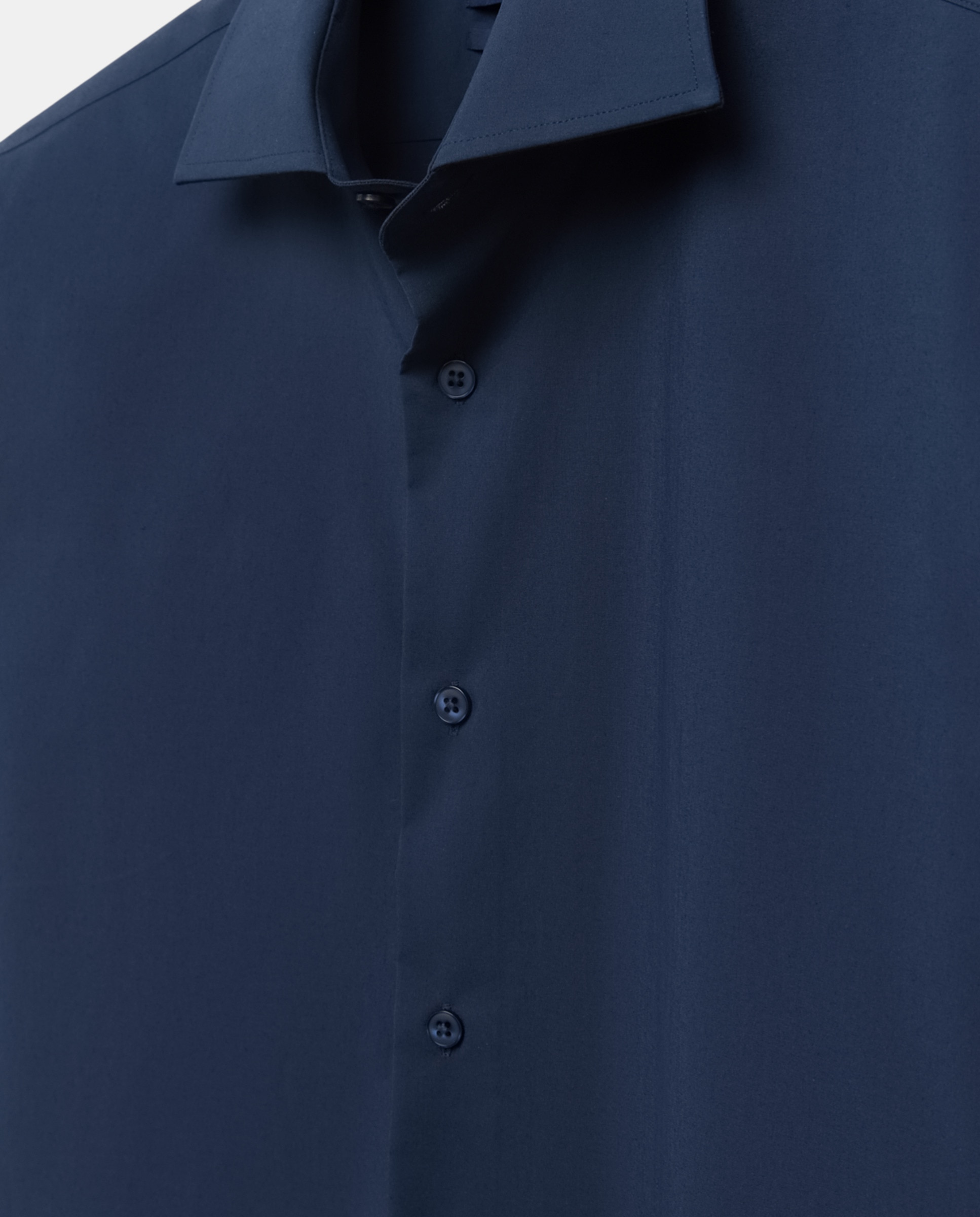 Camisa Formal Lisa de Manga Comprida com Padrão Slim Azul-marinho-5
