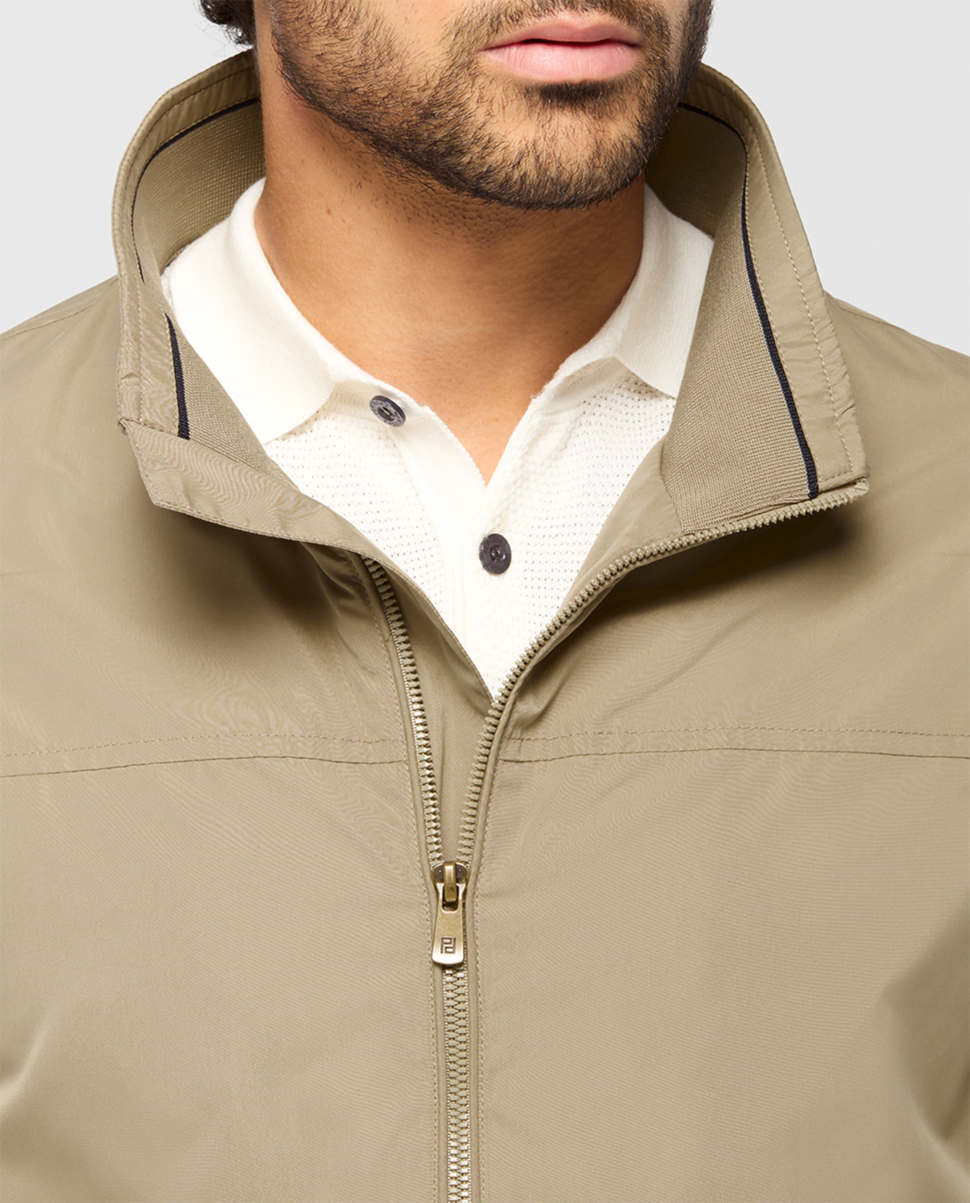 Blusão Harrington com Bolsos Laterais e Fecho de Correr Oculto Bege-3