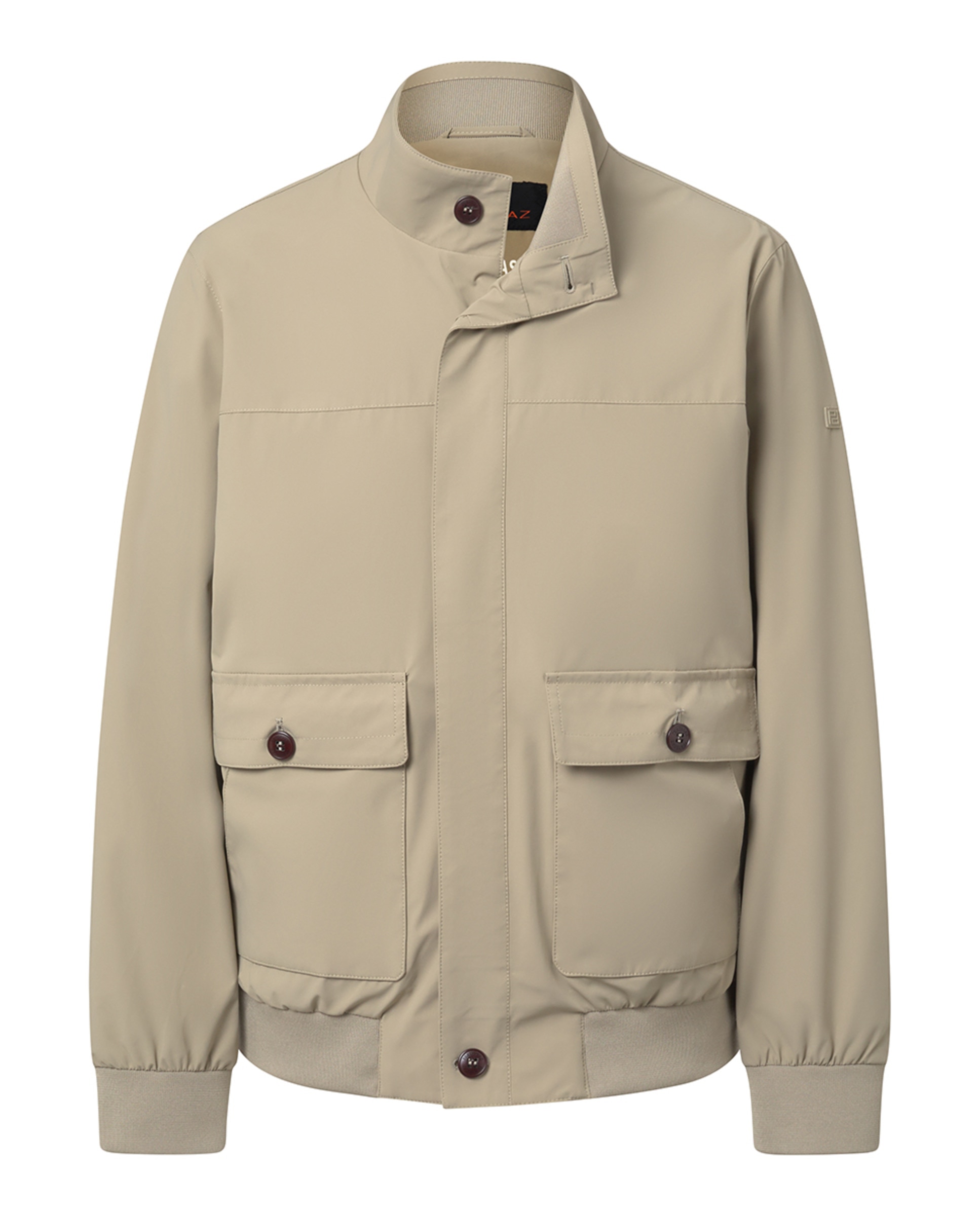 Blusão com Botões Ocultos e Bolsos Laterais Bege-4