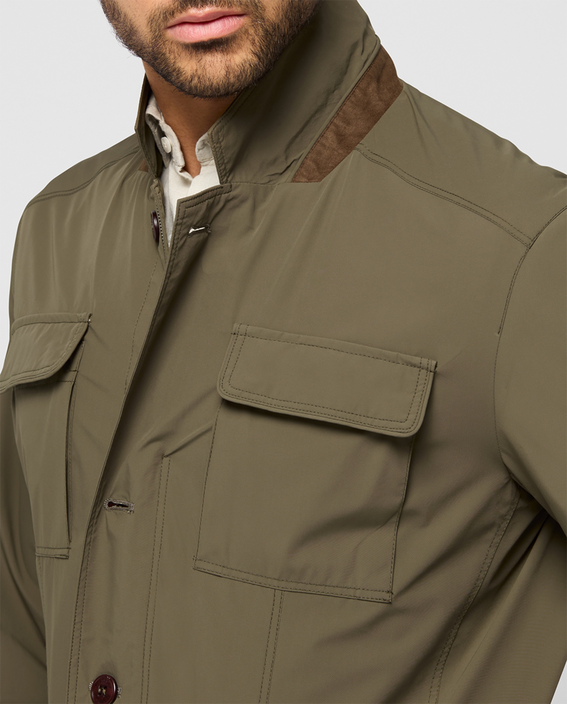 Blusão Tipo Falso Blazer com 4 Bolsos Verde-3