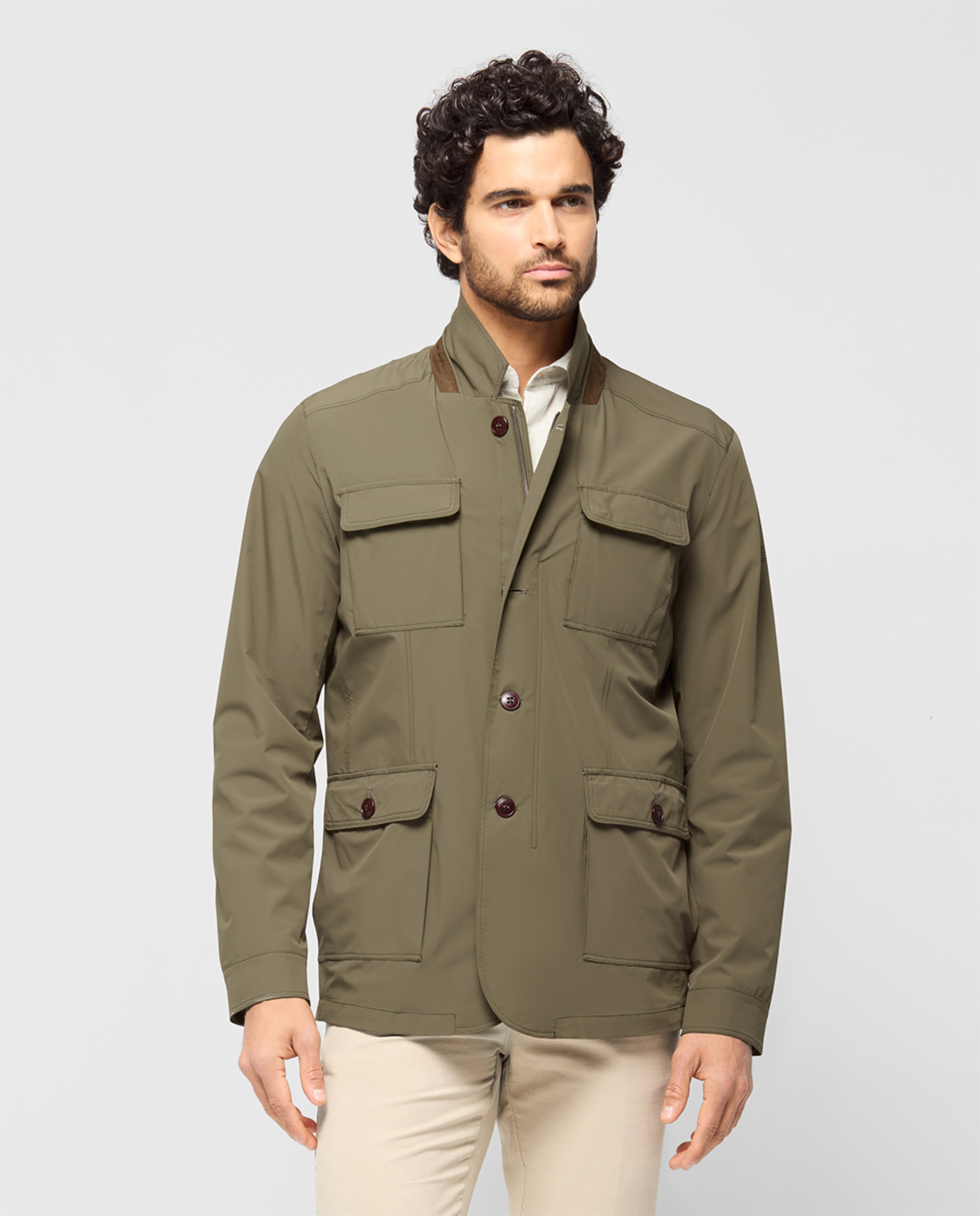 Blusão Tipo Falso Blazer com 4 Bolsos Verde-1