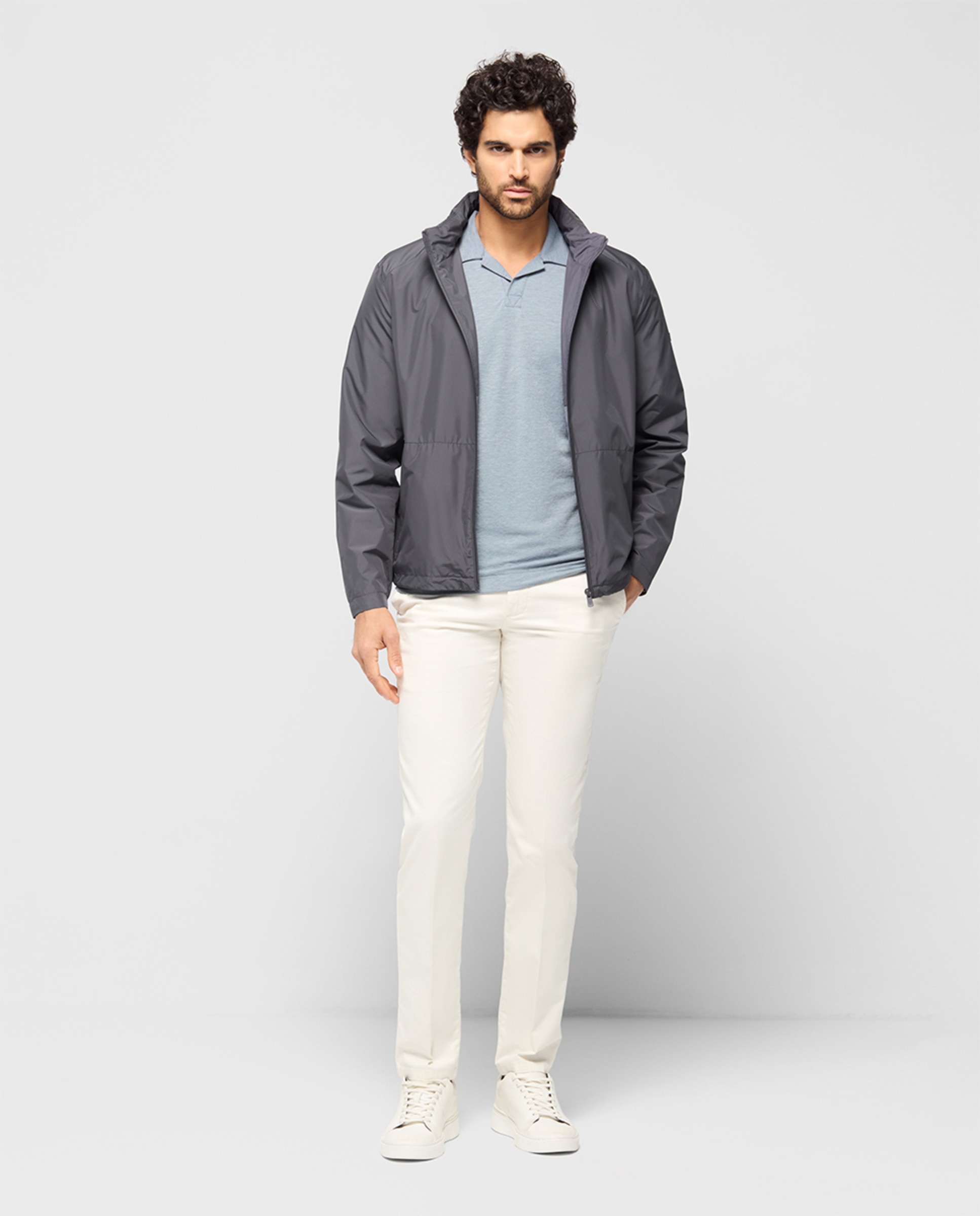 Blusão Ligeiro com 2 Bolsos Laterais Cinzento-claro-6