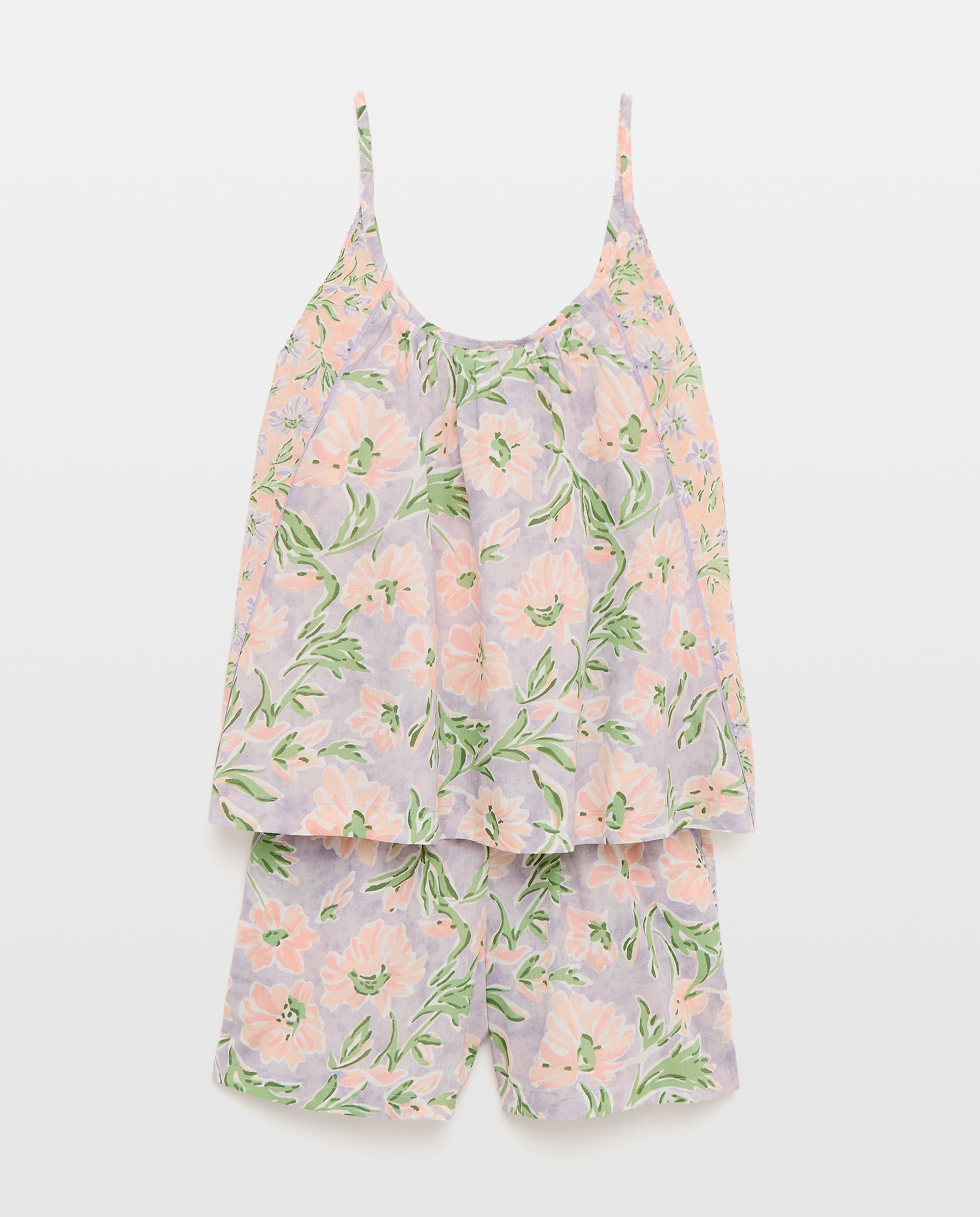 Pijama com Estampado Floral e Alças Multicolor-3