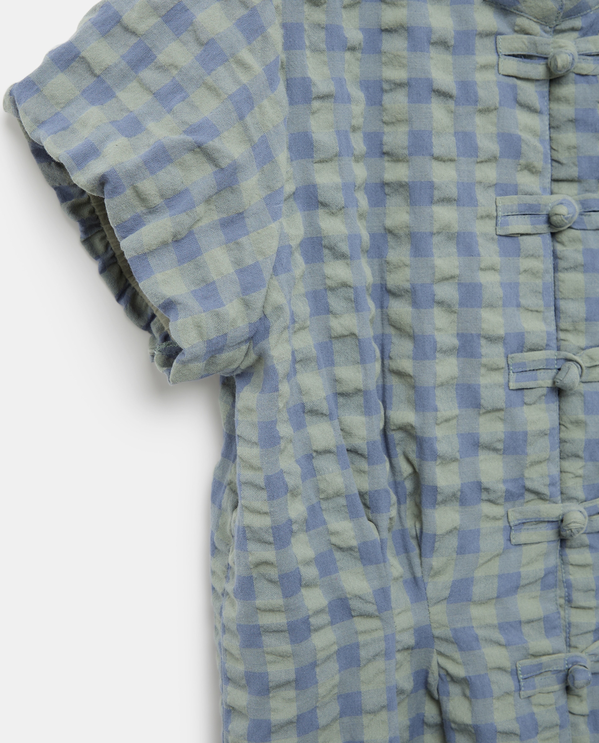 Blusa de mujer de cuadros total look Azul-5