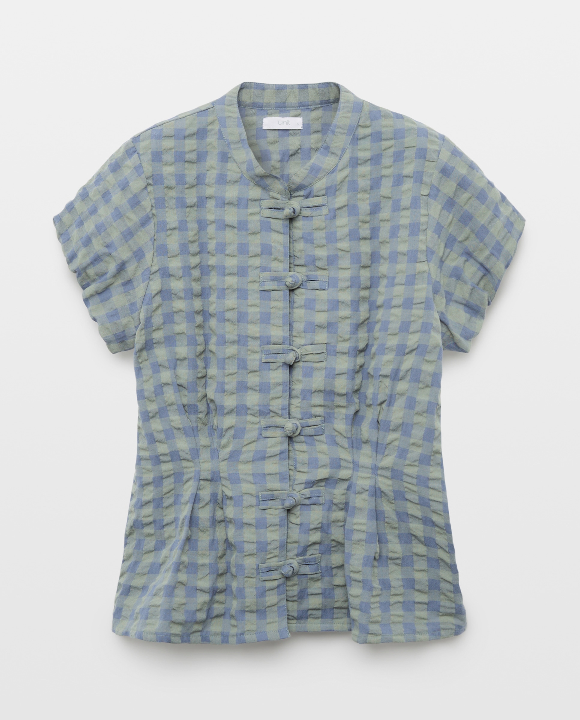 Blusa de mujer de cuadros total look Azul-4