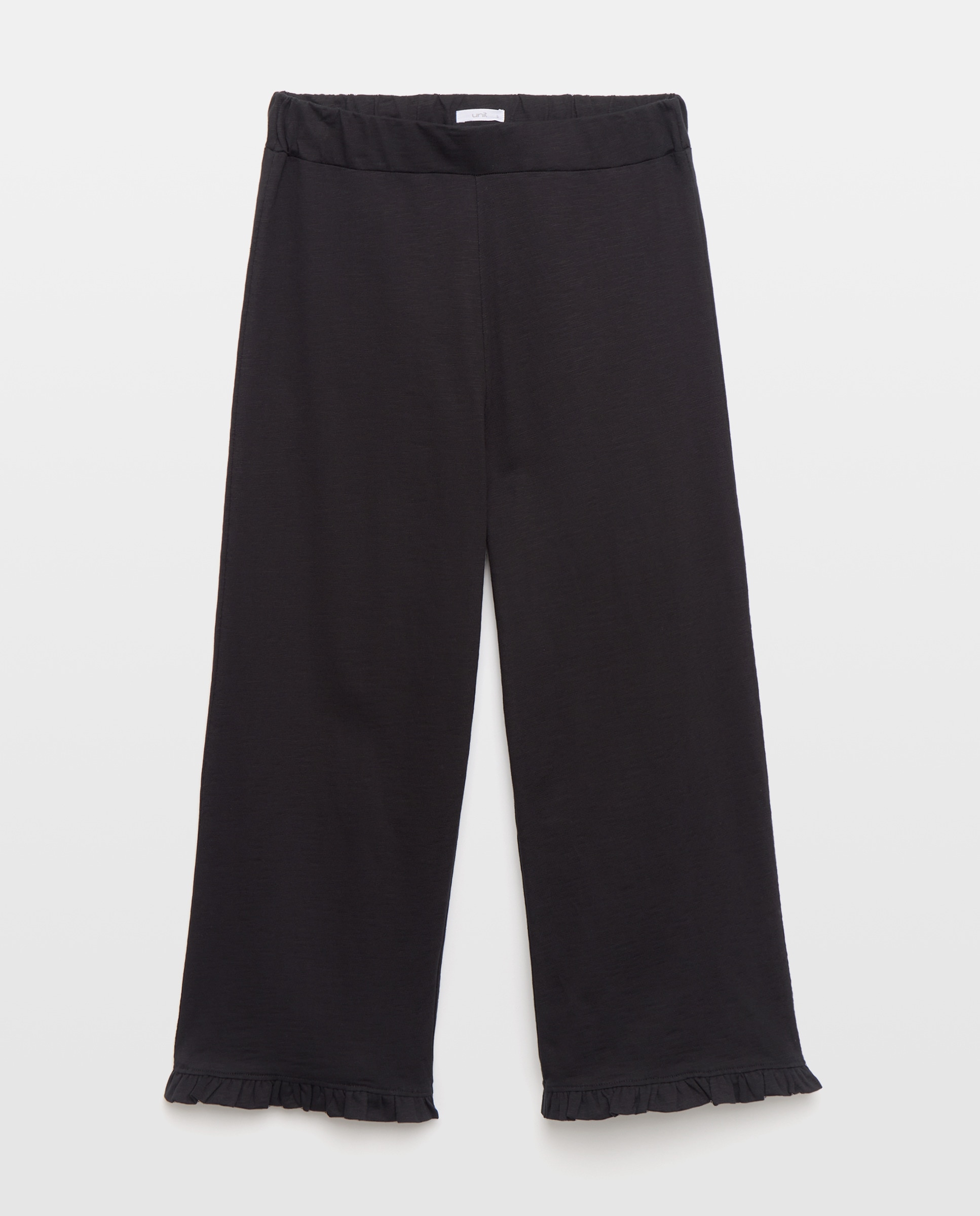 Pantalón ancho mujer con volantes en el bajo 800 Negro-4