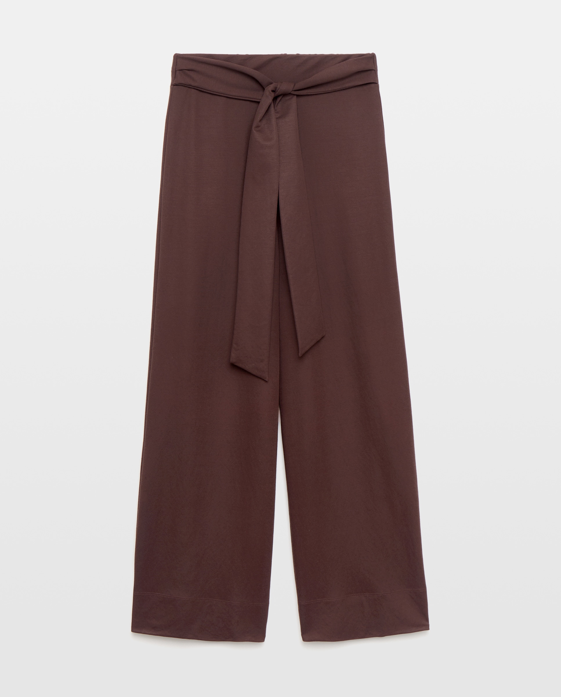 Pantalón de mujer ancho con lazada Chocolate-4