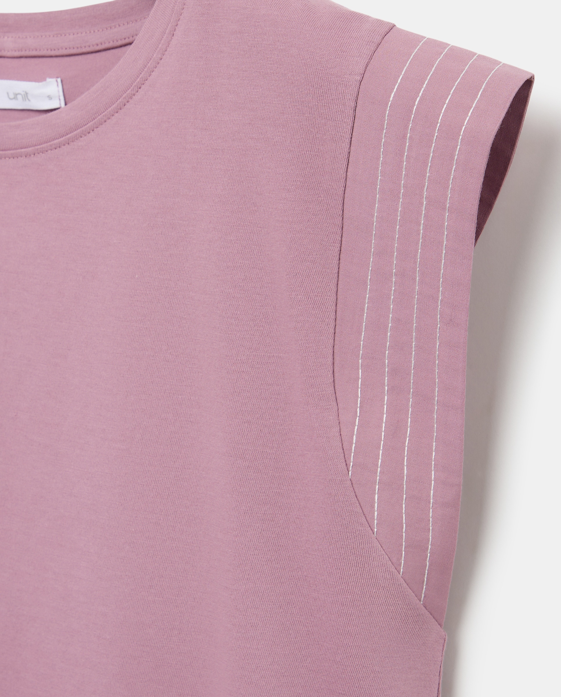 Camiseta de mujer cuello caja con solapa en hombro Morado-5
