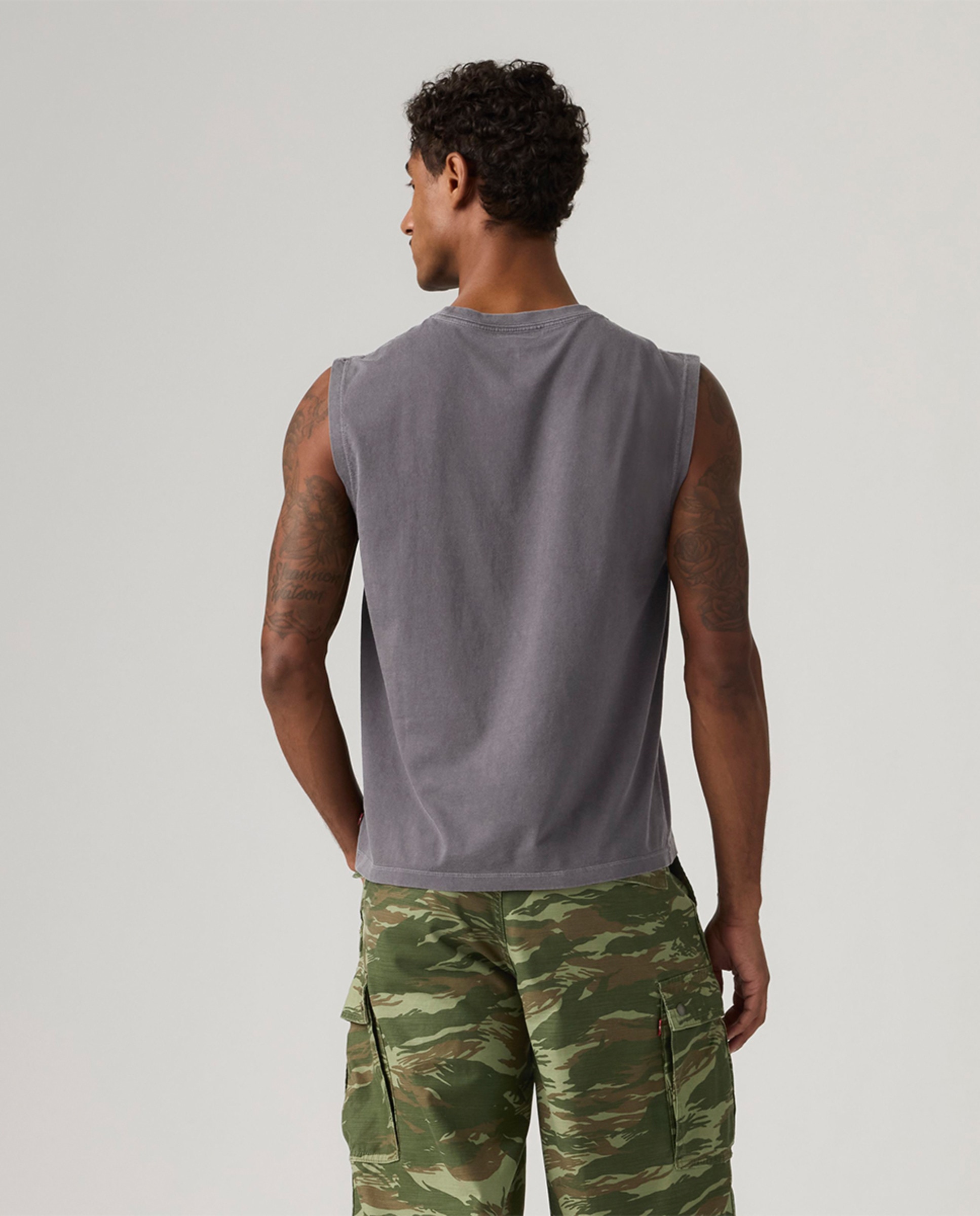 T-shirt sem Mangas com Gola Redonda Cinzento-escuro-2