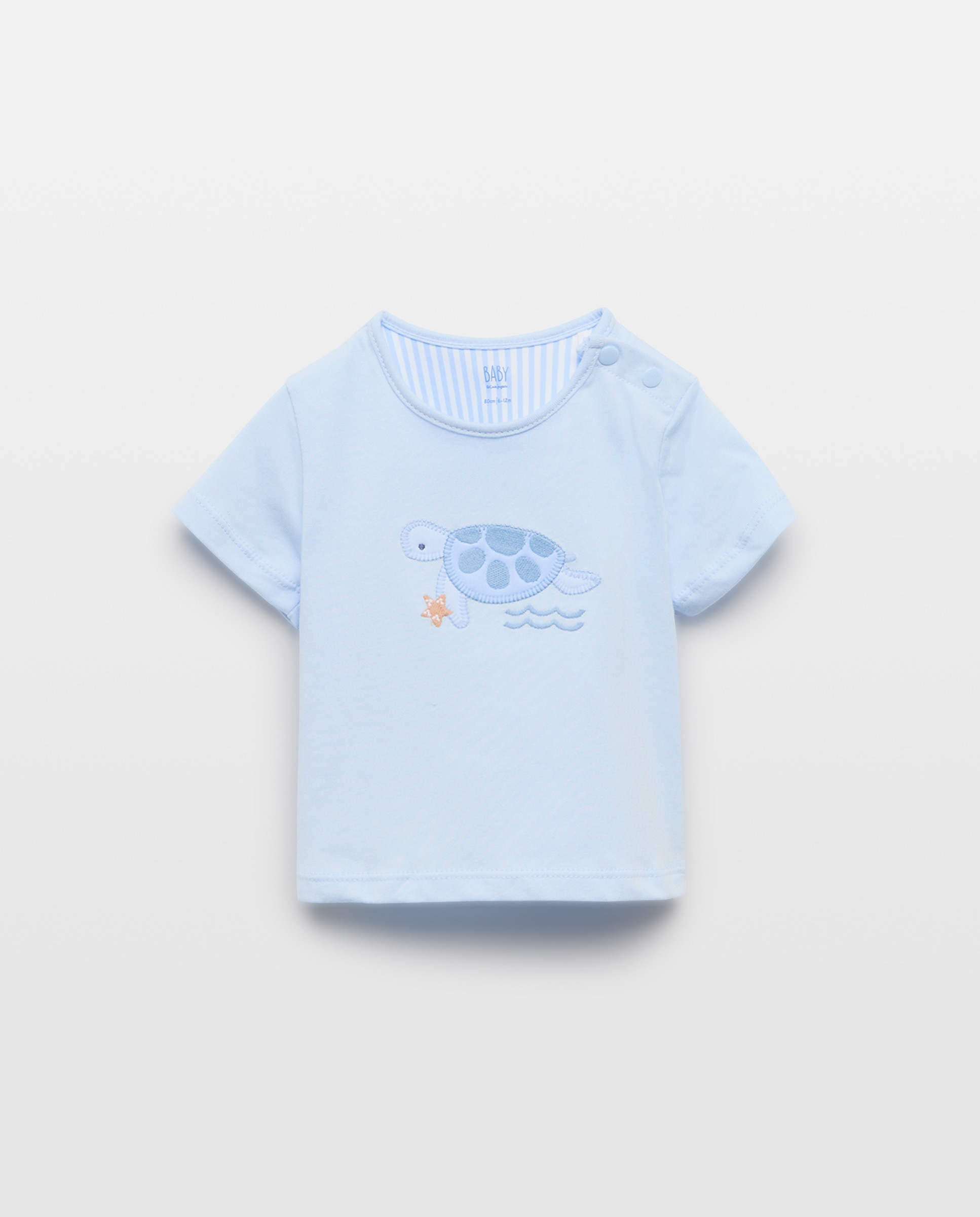 T-shirt de Bebé com Estampado de Tartaruga Branco-1