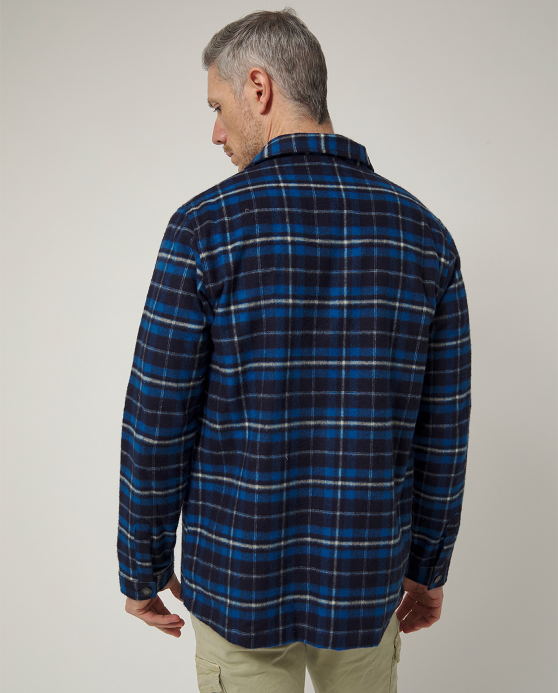 Sobrecamisa de Sarja com Manga Comprida Azul-2