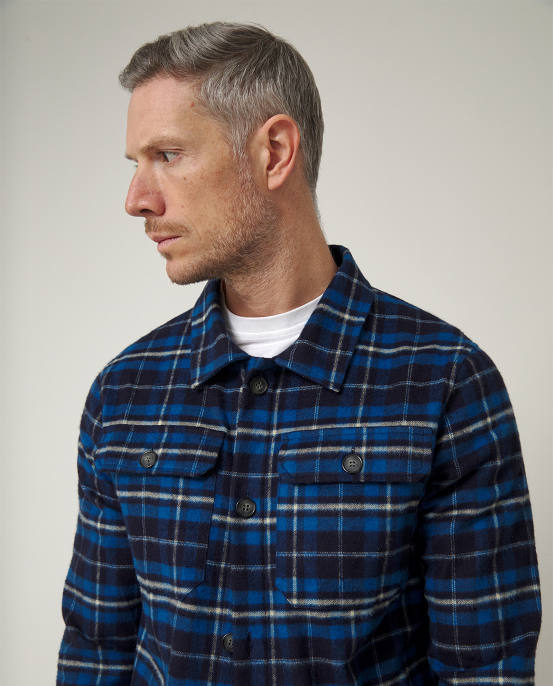 Sobrecamisa de Sarja com Manga Comprida Azul-3