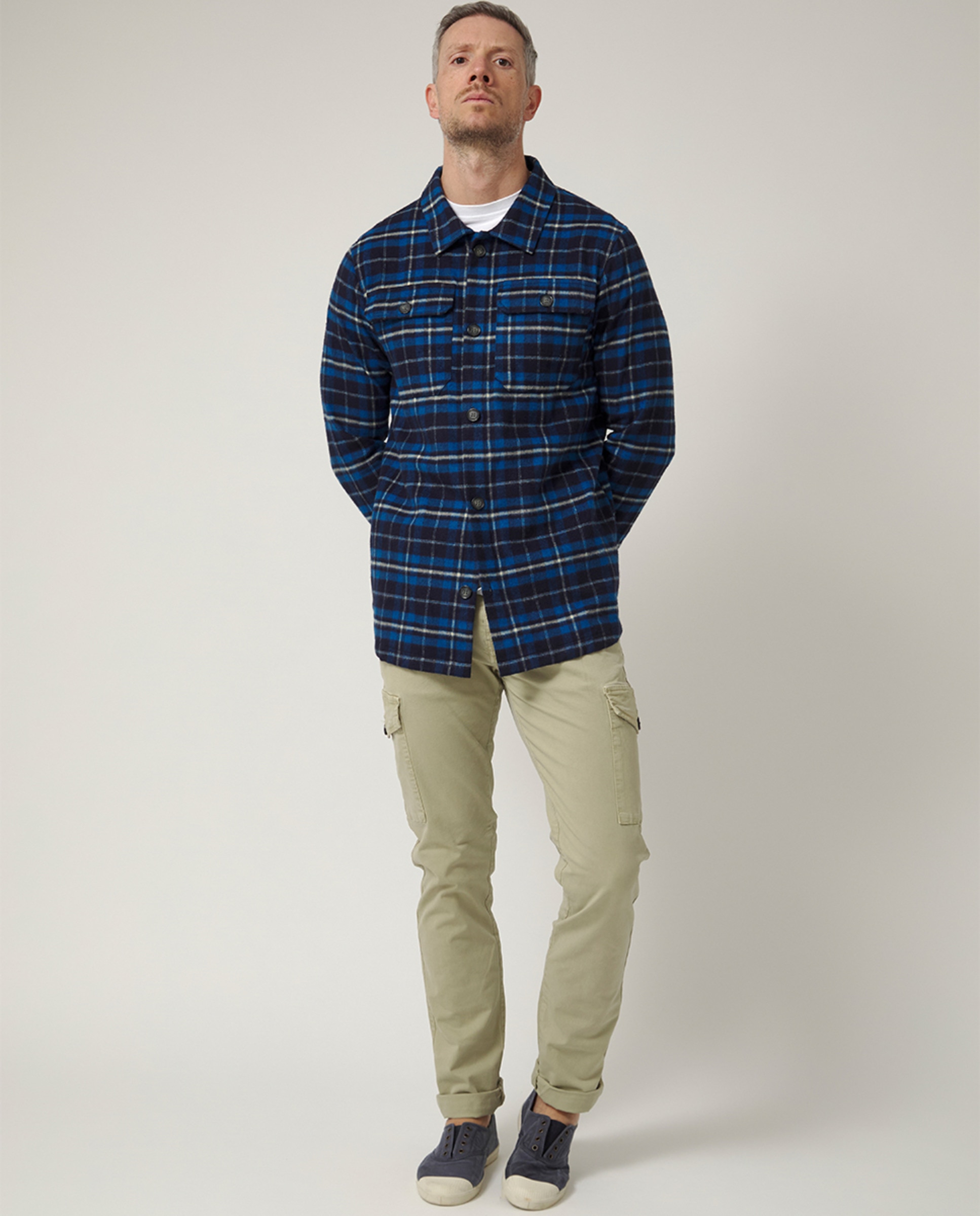 Sobrecamisa de Sarja com Manga Comprida Azul-5