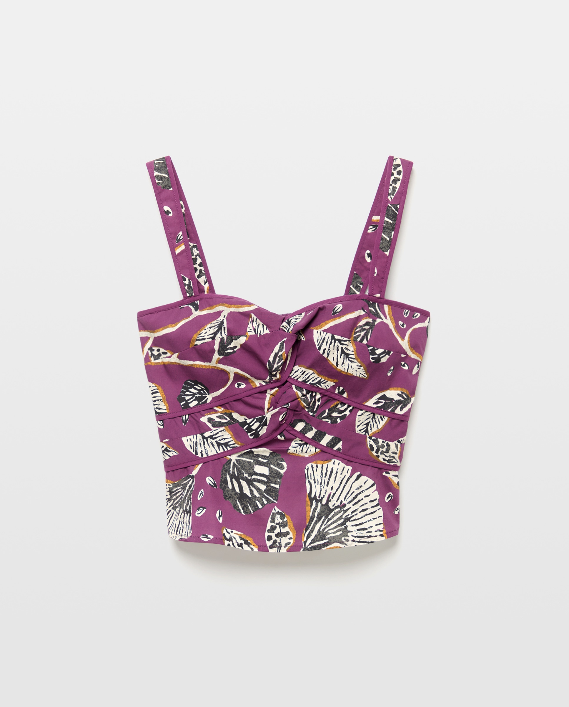 Top sem Mangas e com Estampado de Popelina Roxo-4
