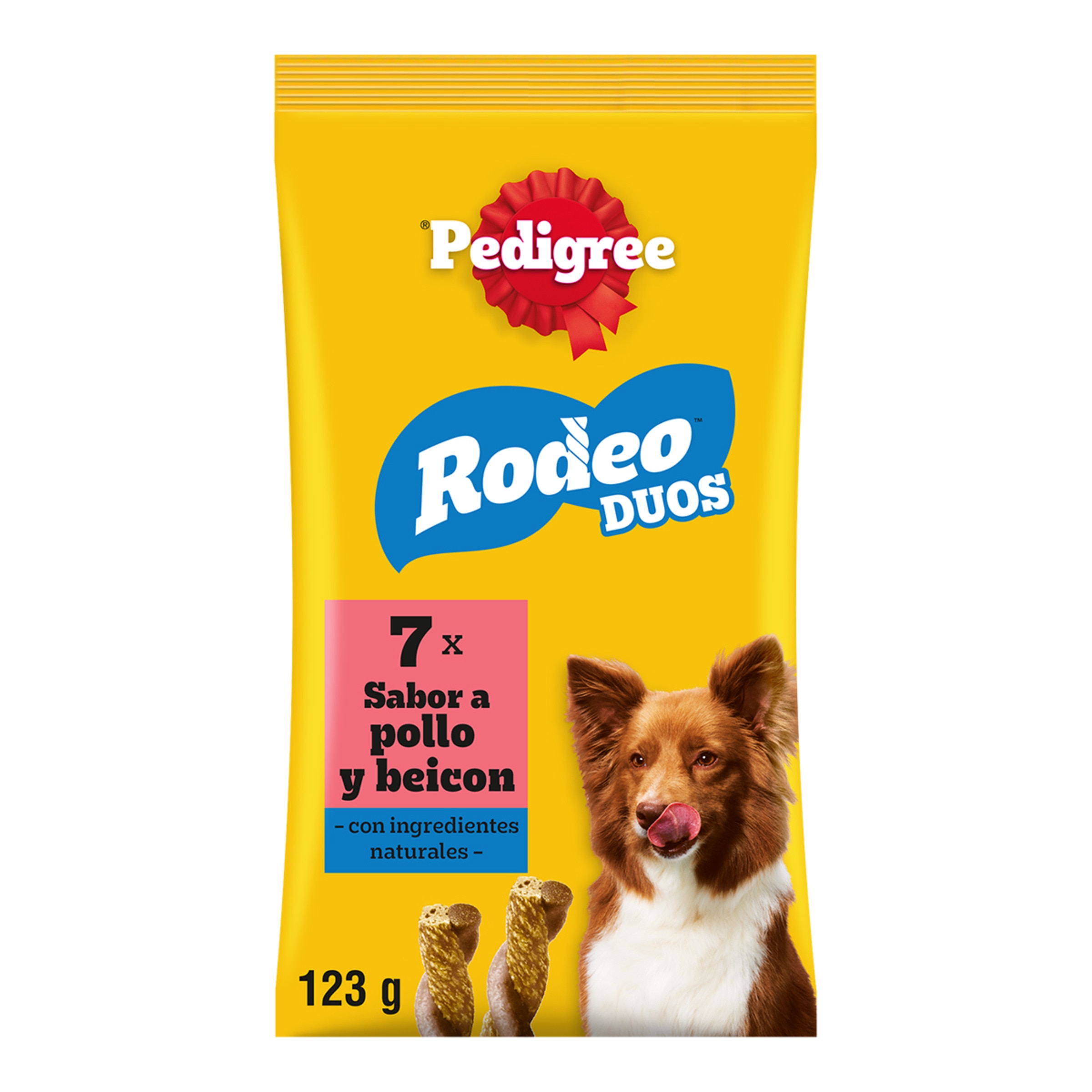 Imagen 0 de Snack para perros adultos Pedigree Rodeo dúo pollo y bacon 123 g