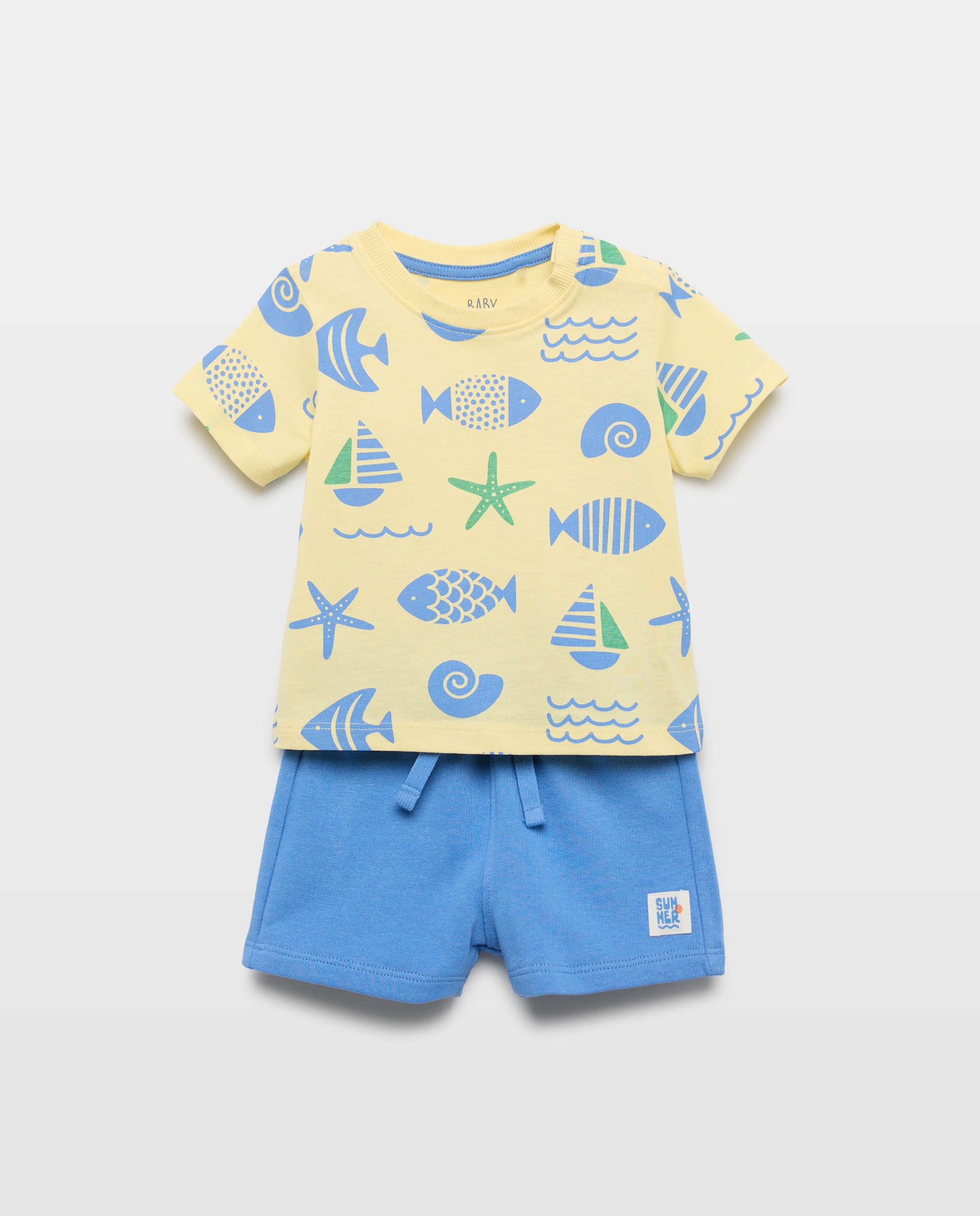 Imagem 0 de Conjunto de 2 Peças: T-shirt e Calções de Bebé com Estampado