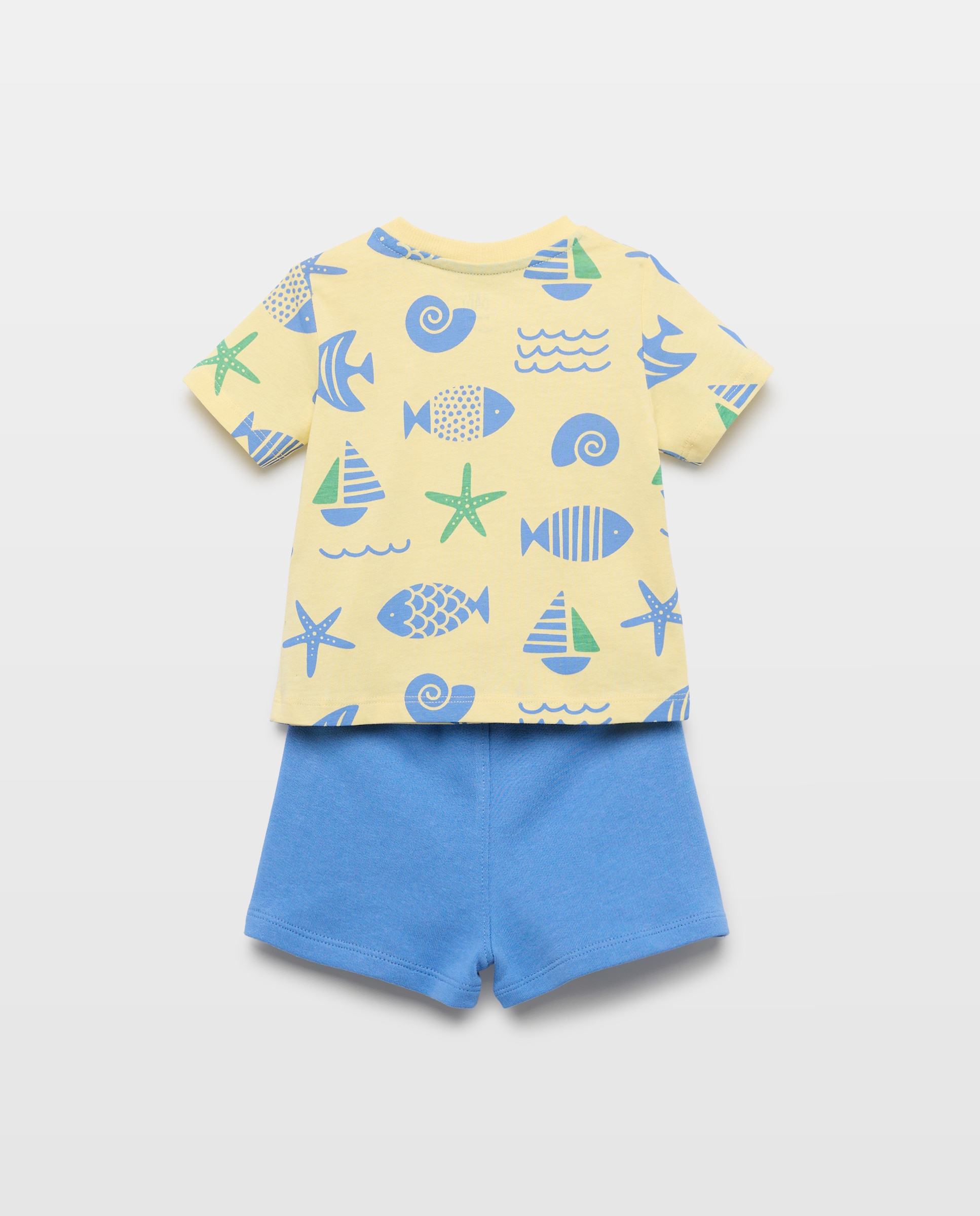 Conjunto de 2 Peças: T-shirt e Calções de Bebé com Estampado 400 Azul-2