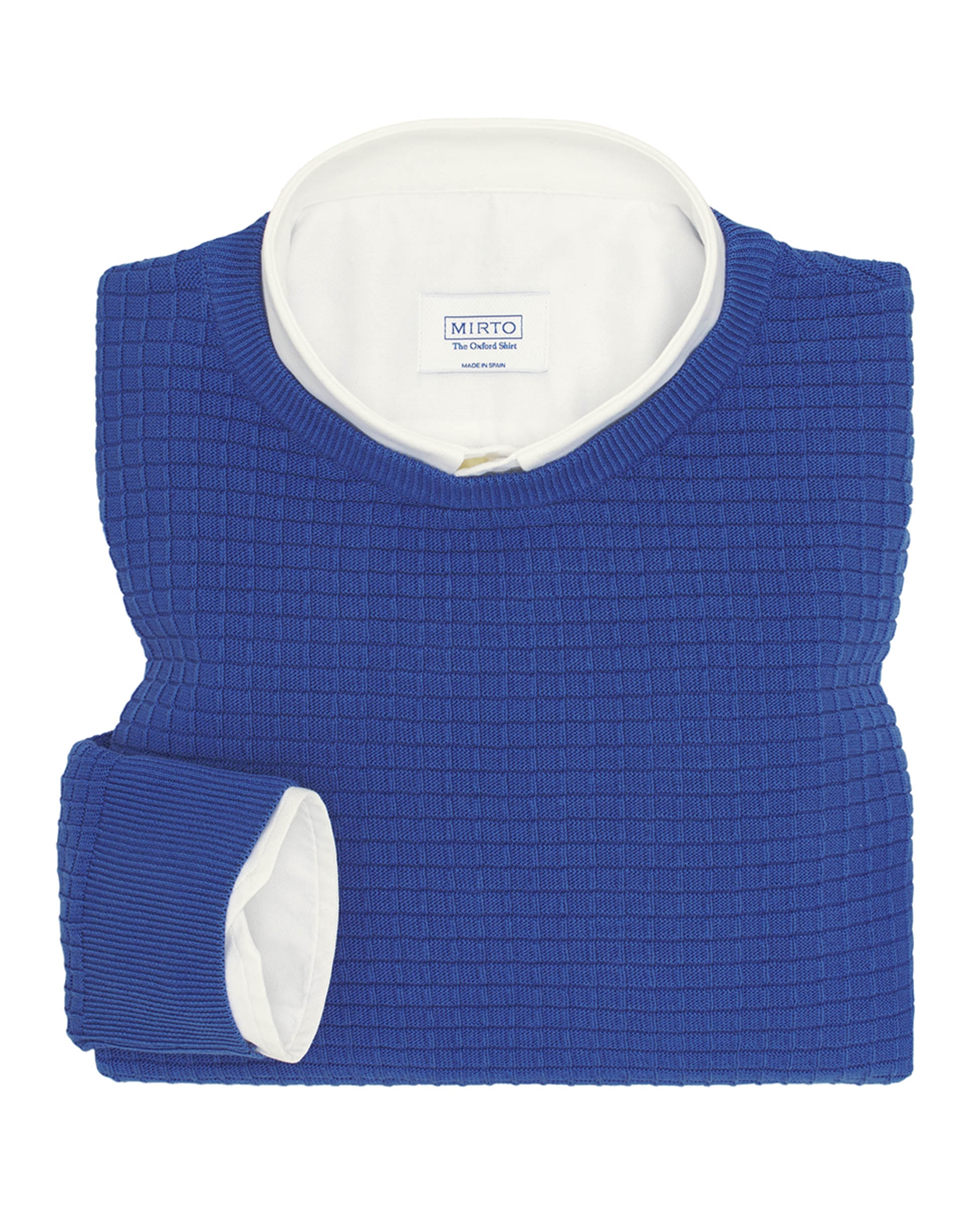 Camisola de Malha com Decote Redondo Azul-4