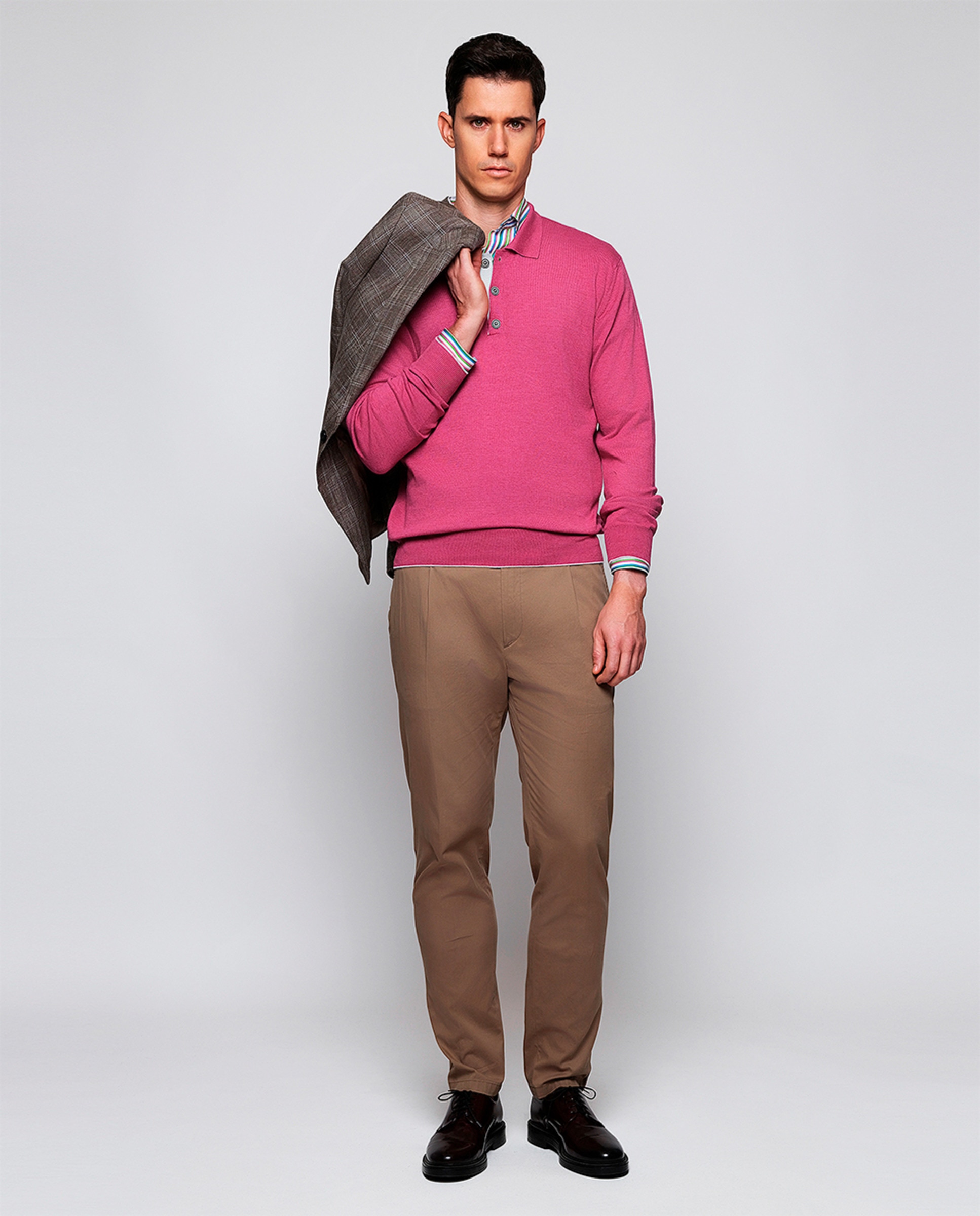 Camisola de Malha com Colarinho de Polo Roxo-5