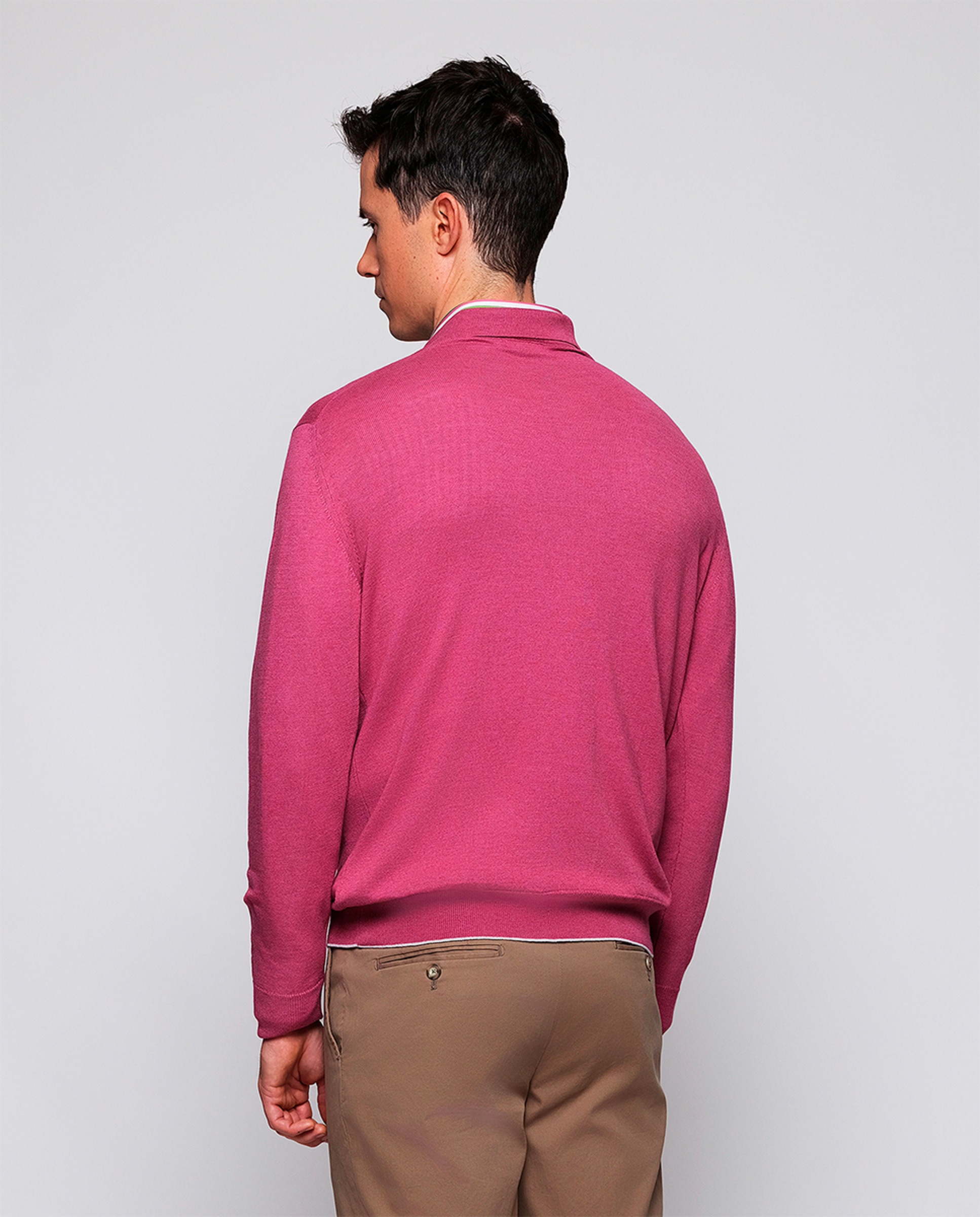 Camisola de Malha com Colarinho de Polo Roxo-2