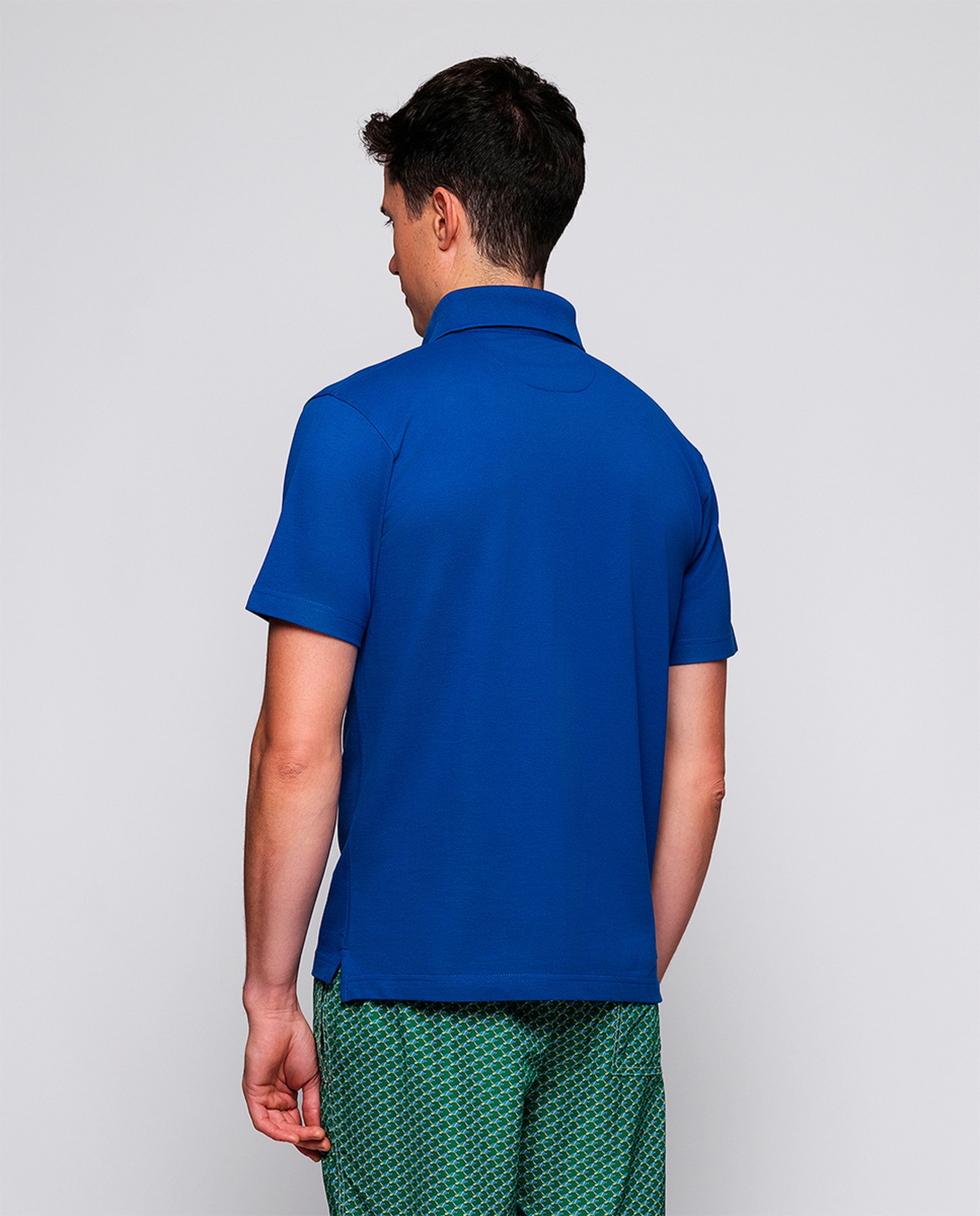 Polo Piqué de Manga Curta com Bolso Azul-marinho-2
