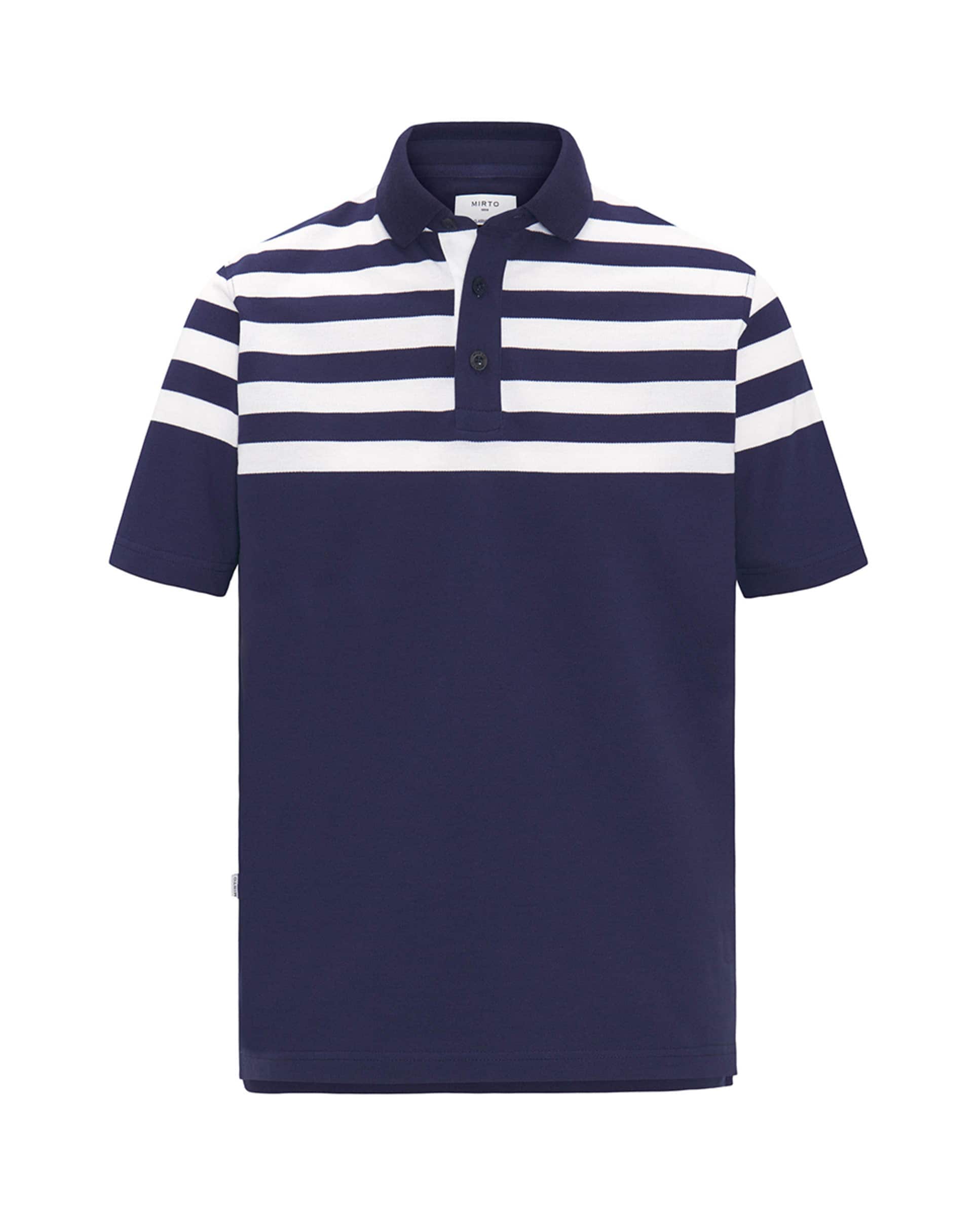 Polo de Manga Curta com Risca Horizontal sem Bolso Azul-marinho-3