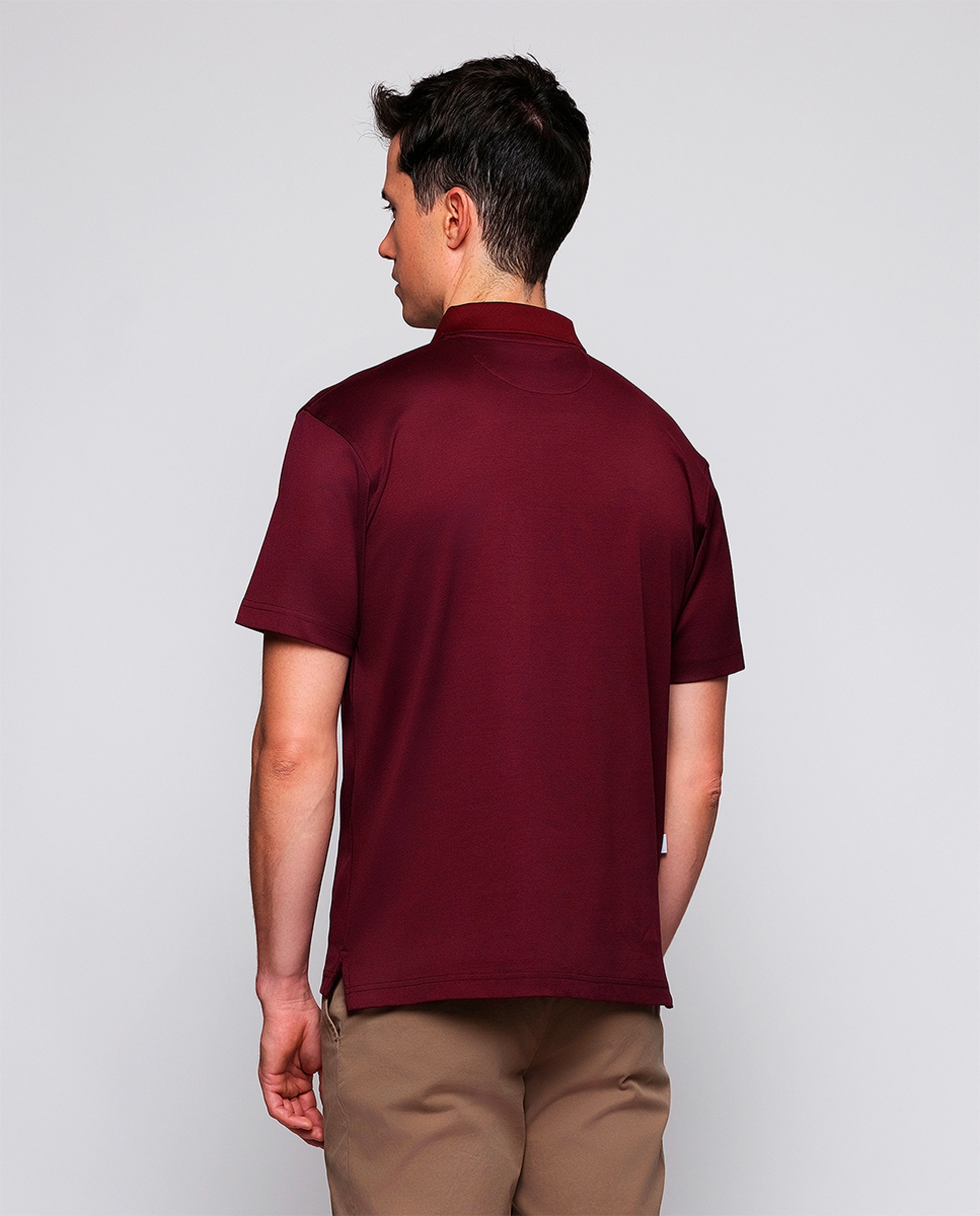 Polo de Manga Curta com Fecho de Correr e sem Bolso Bordeaux-2