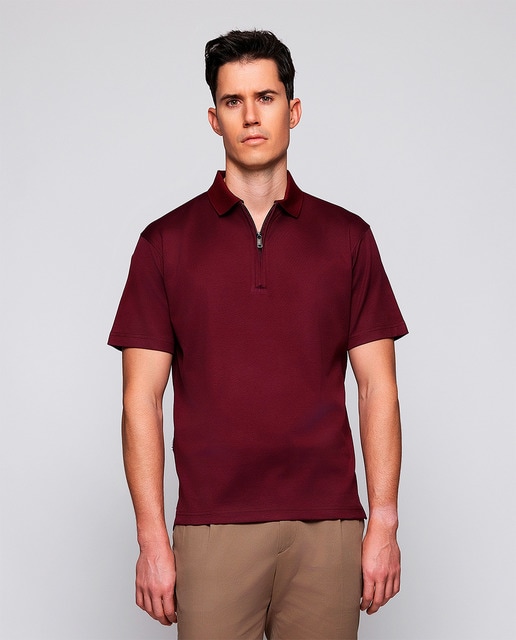 Imagem 0 de Polo de Manga Curta com Fecho de Correr e sem Bolso