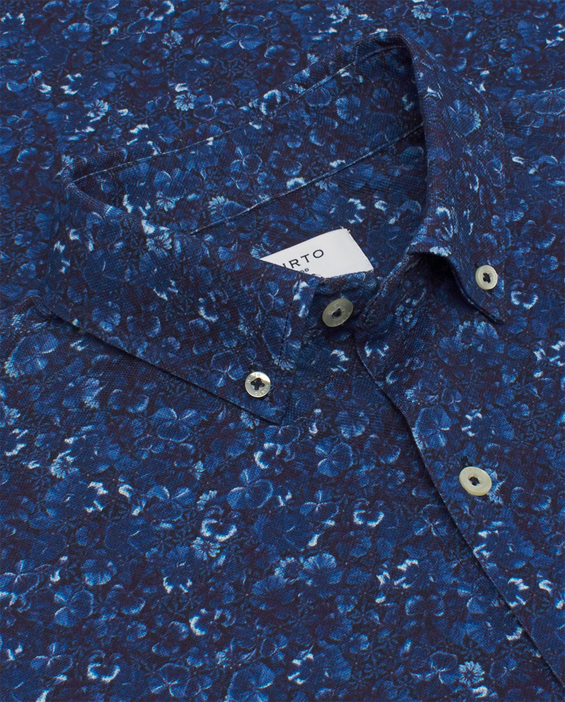 Camisa de Malha com Estampado Floral e Manga Curta Azul-marinho-4