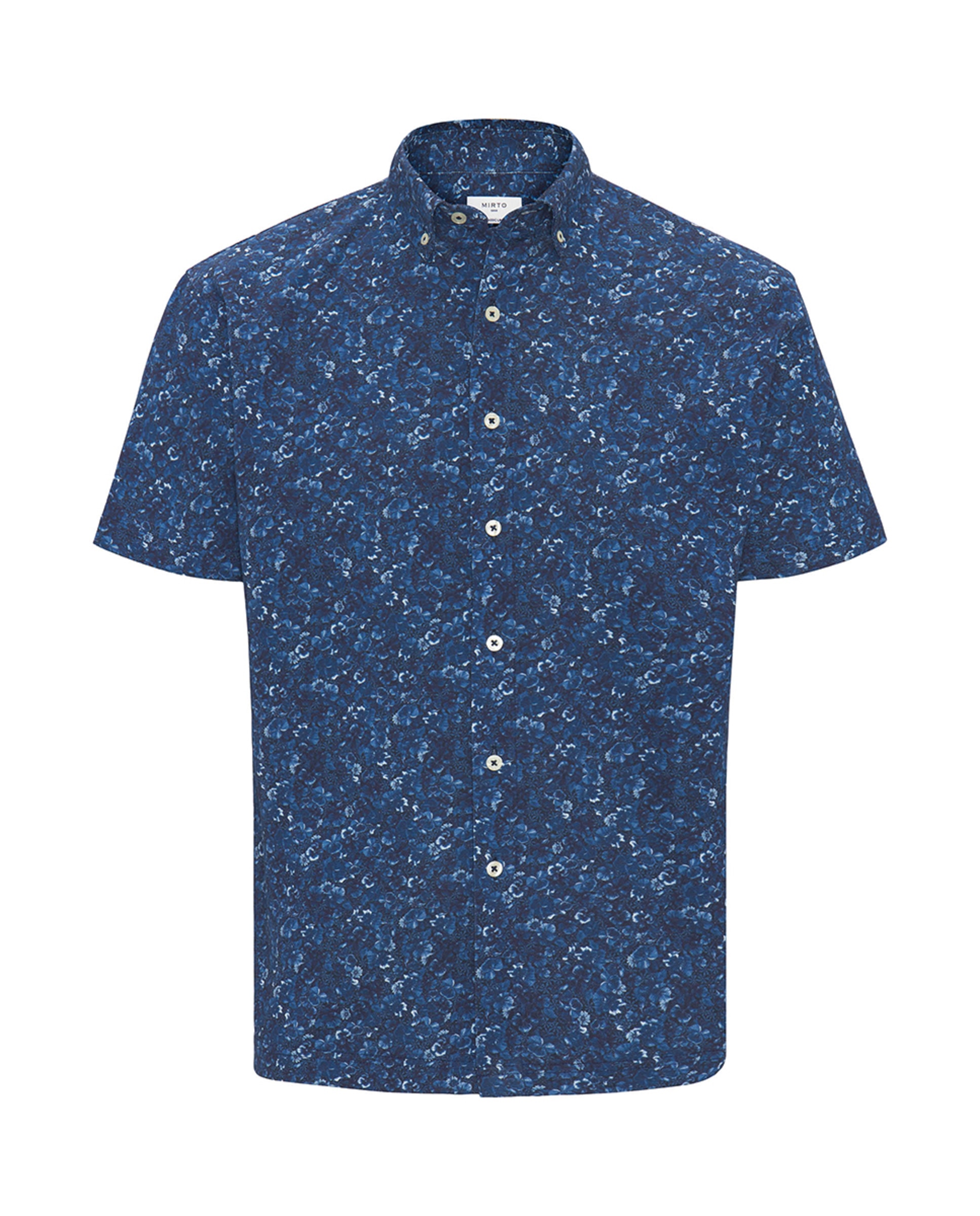 Camisa de Malha com Estampado Floral e Manga Curta Azul-marinho-3