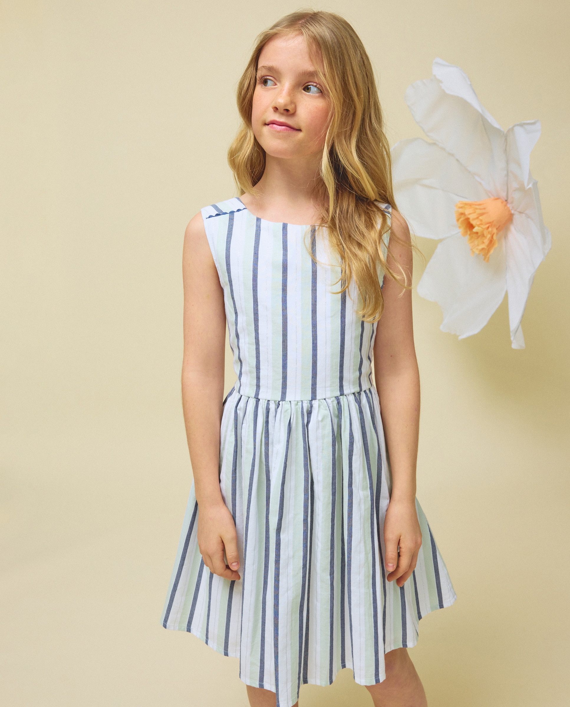 Vestido de Popelina com Costas em V Azul-2