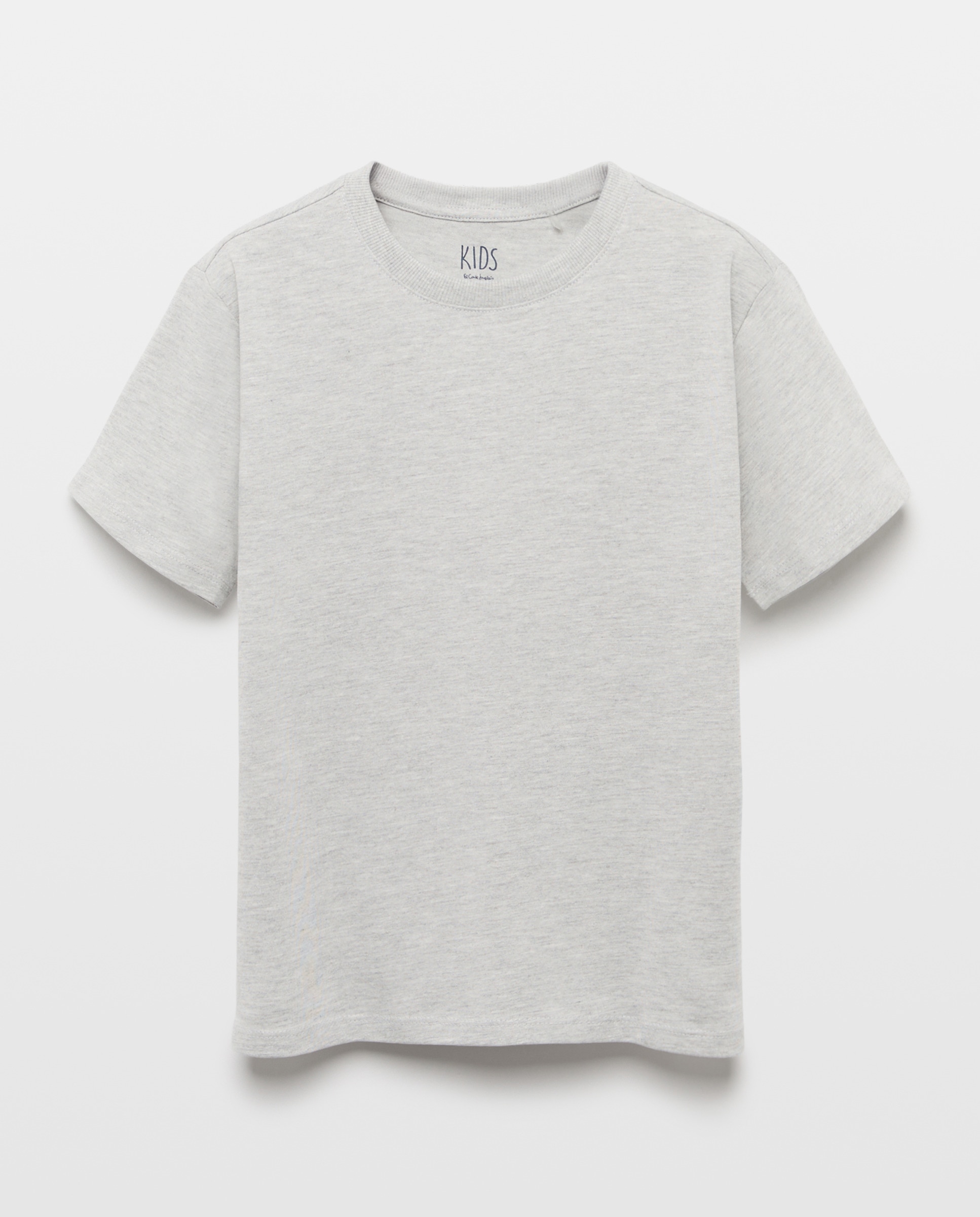 T-shirt de Manga Curta Lisa Cinzento-claro-4