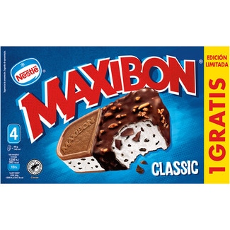helado Classic sándwich de nata y trocitos de chocolate 3 unidades estuche 560 ml + 1 gratis Edición Limitada - Nestle Maxibon