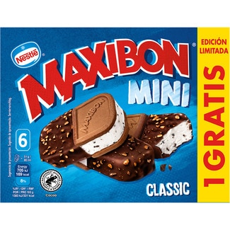 helado Classic mini sándwich de nata con trocitos de chocolate 5 unidades estuche 480 ml + 1 gratis Edición Limitada - Nestle Maxibon