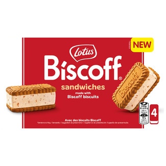 Biscoff sándwich de helado con trozos de galleta caramelizada 4 unidades estuche 320 ml - Lotus
