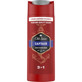 gel de ducha para cuerpo, cara y cabello 3 en 1 Captain con carbón frasco 90 ml - Old Spice