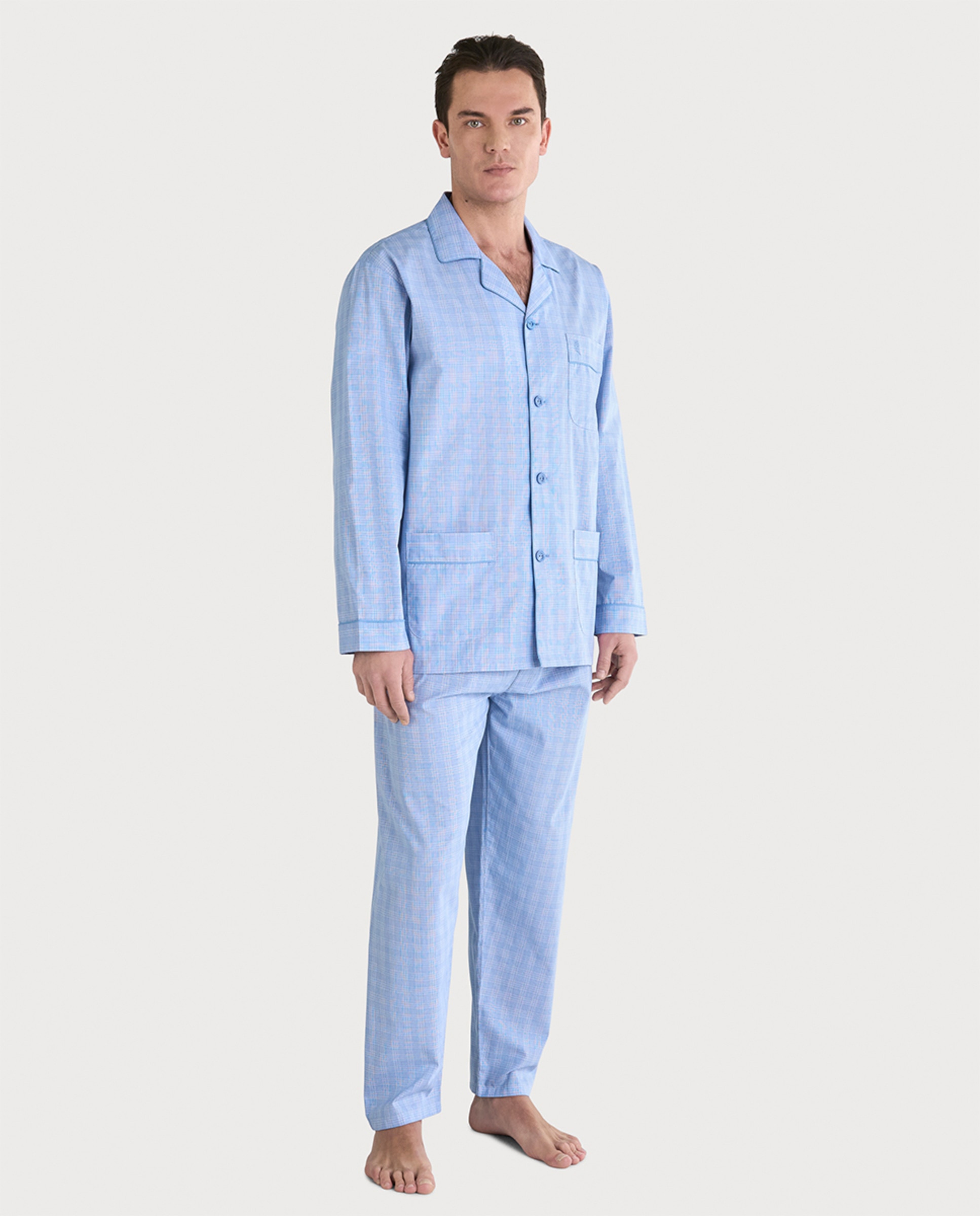 Imagem 0 de Pijama de Tecido Comprido com Aba