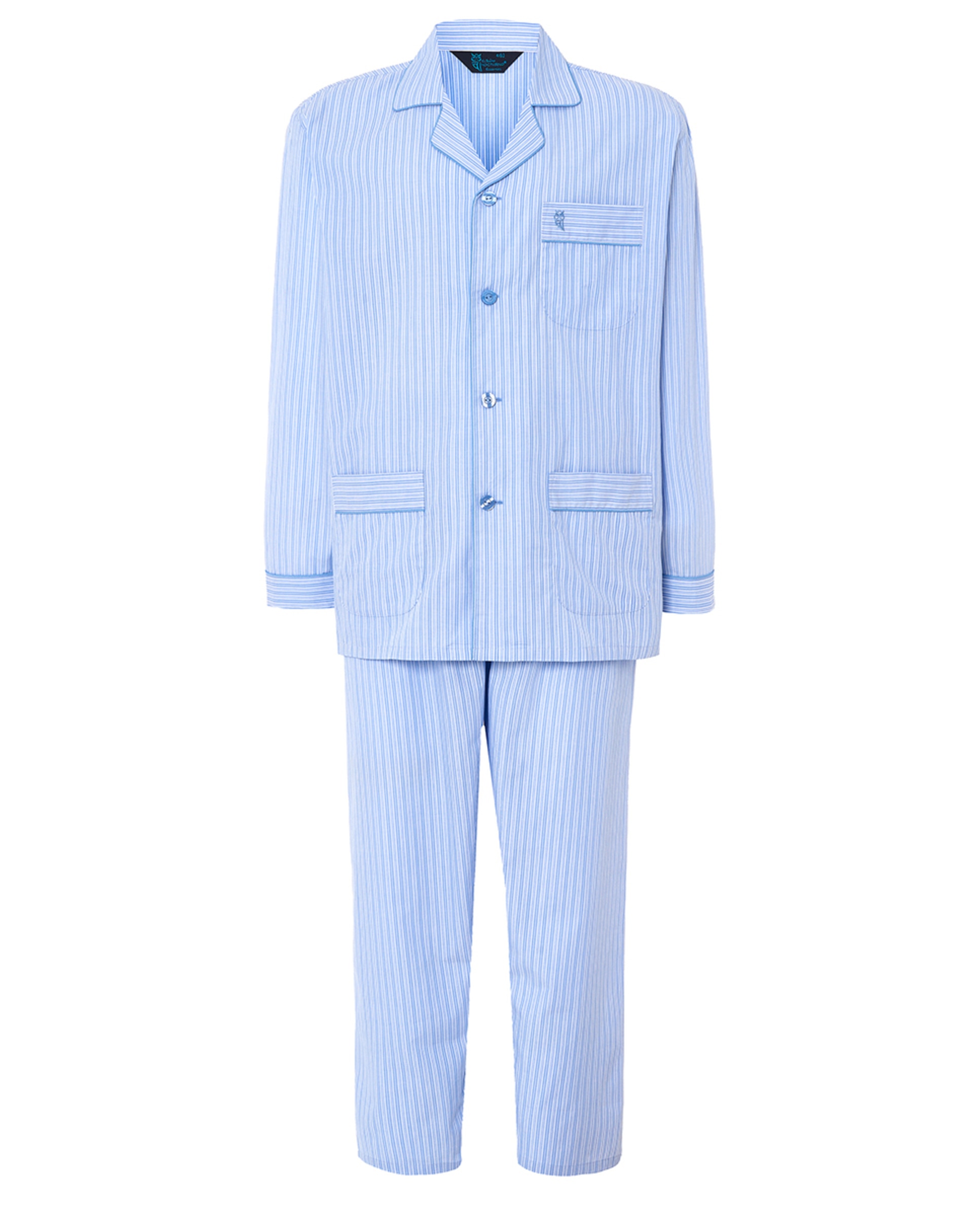 Pijama de Tecido Comprido com Aba Azul-celeste-5