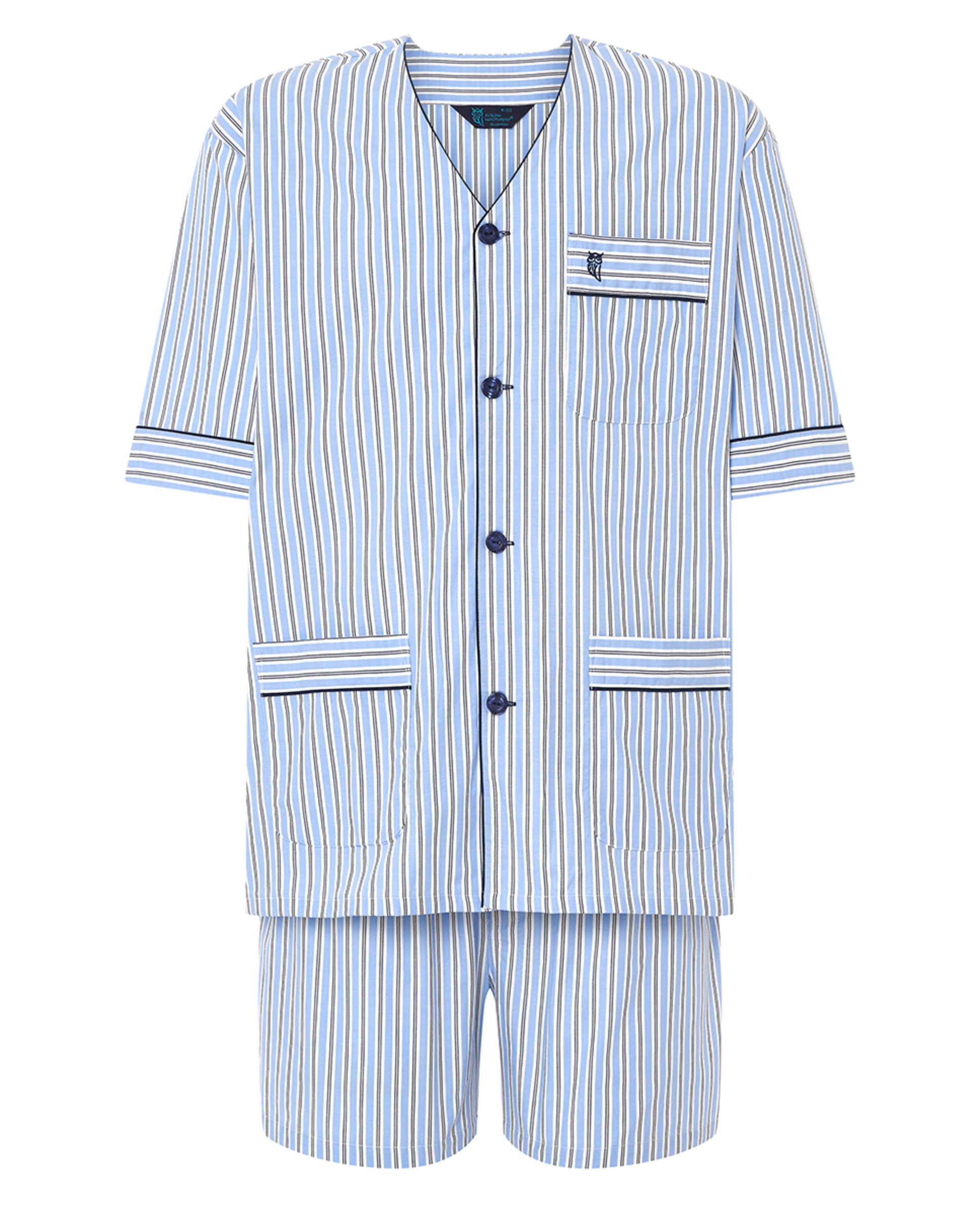 Pijama de Tecido Curto sem Gola Azul-celeste-5