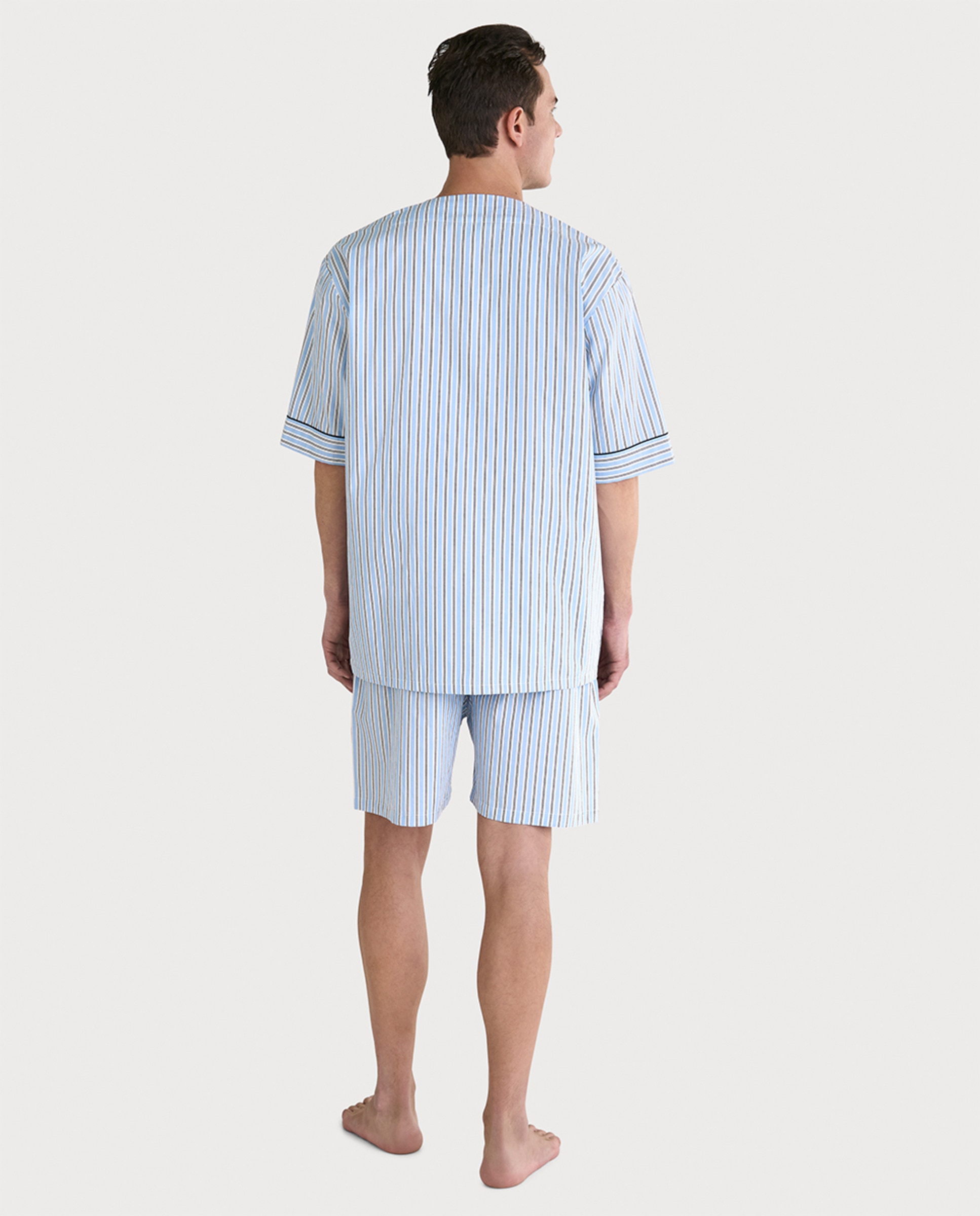 Pijama de Tecido Curto sem Gola Azul-celeste-2