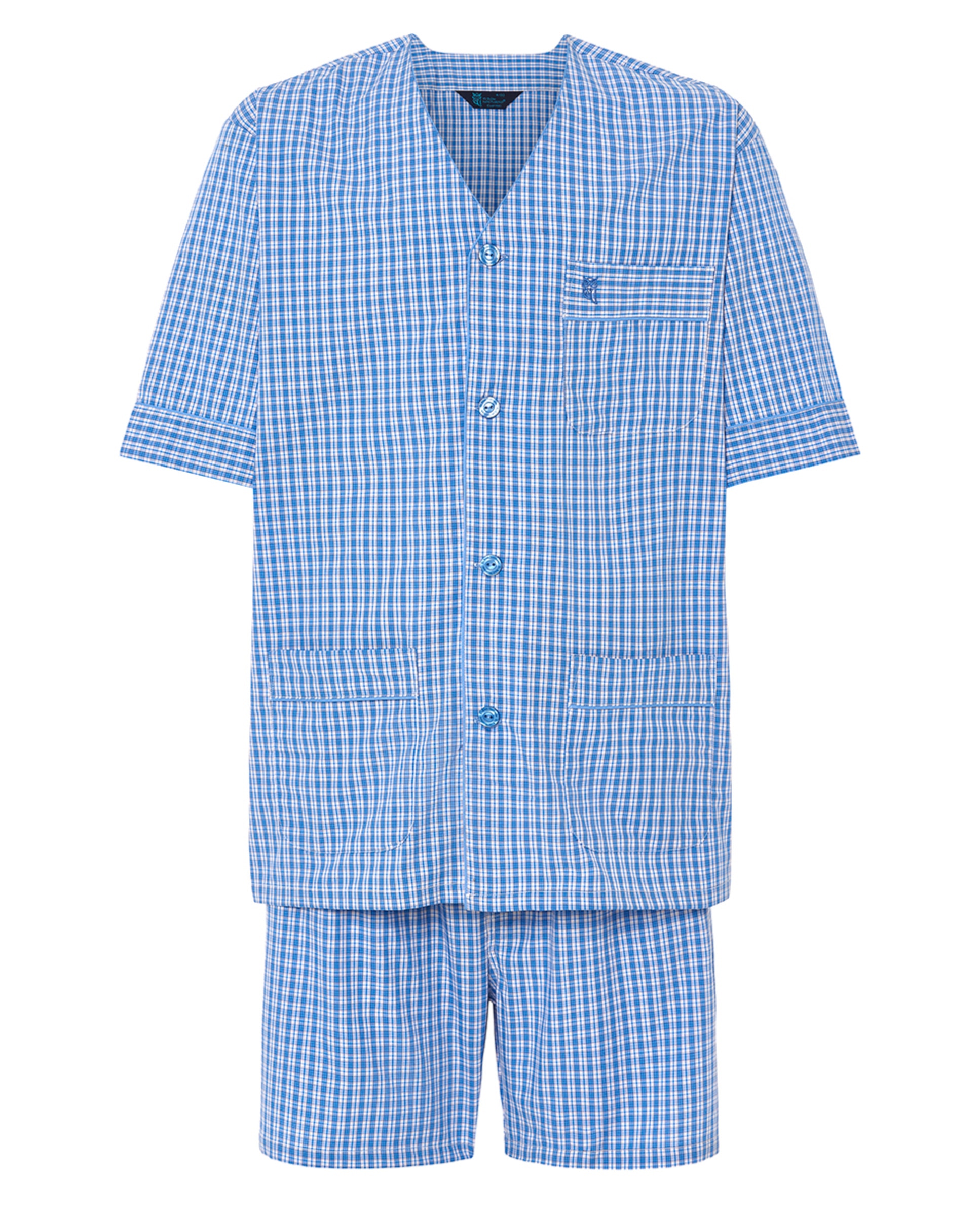 Pijama de Tecido Curto sem Gola Azul-celeste-5