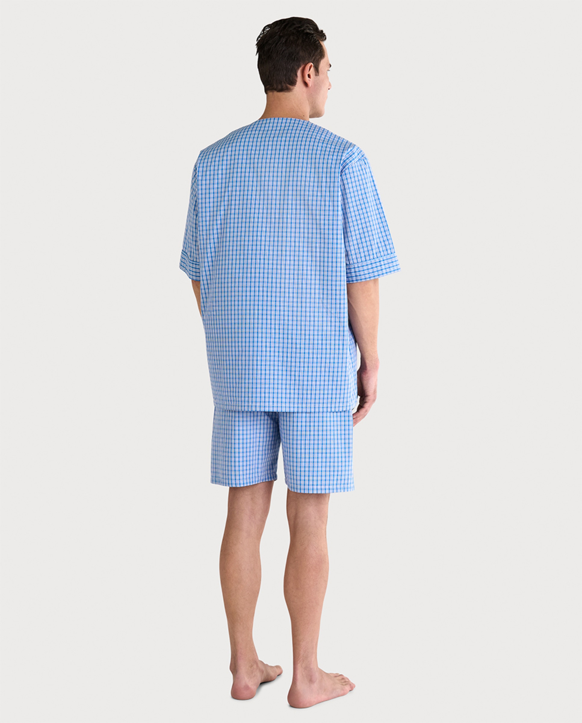Pijama de Tecido Curto sem Gola Azul-celeste-2
