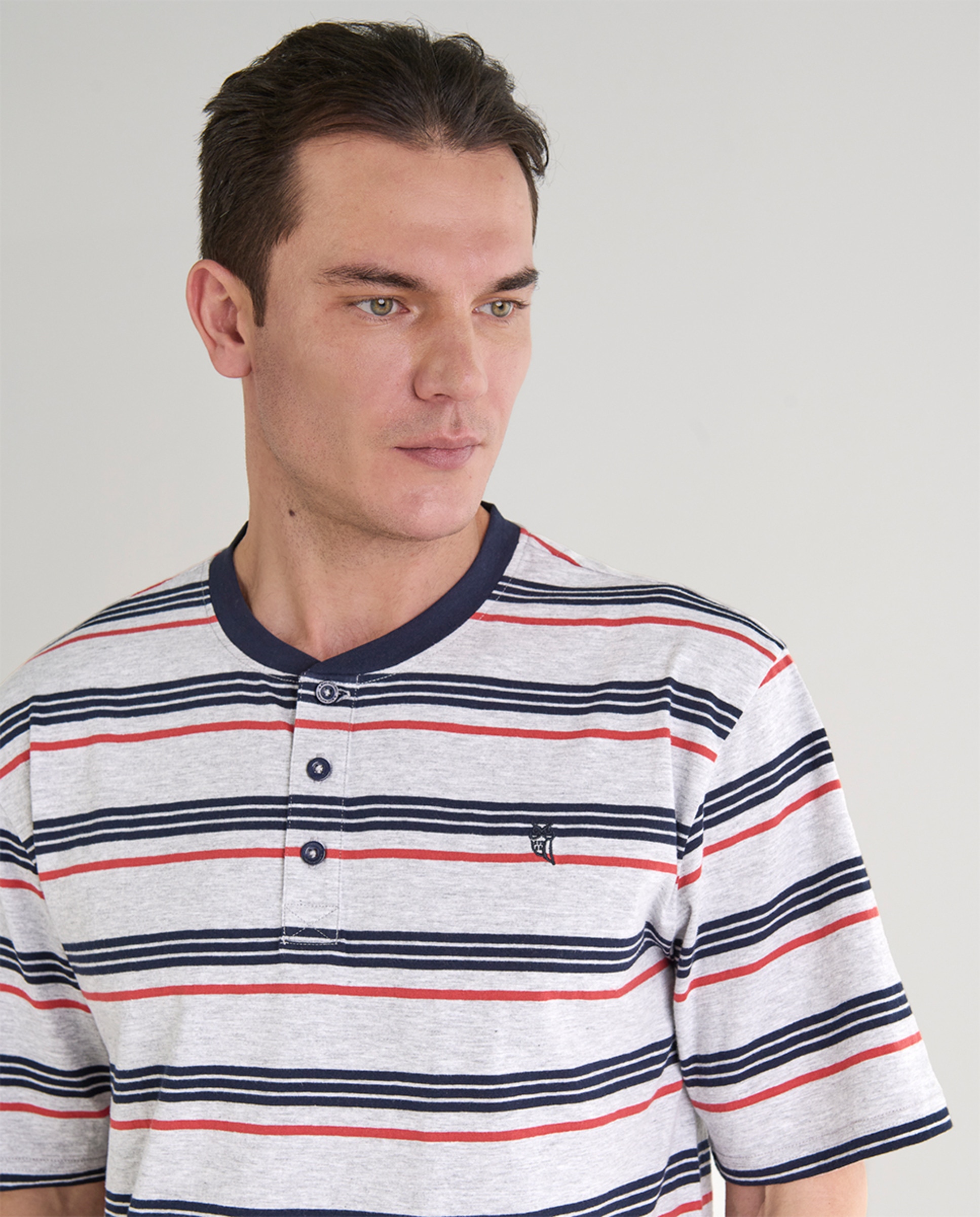 Pijama de Malha Curto com Carcela Azul-marinho-3