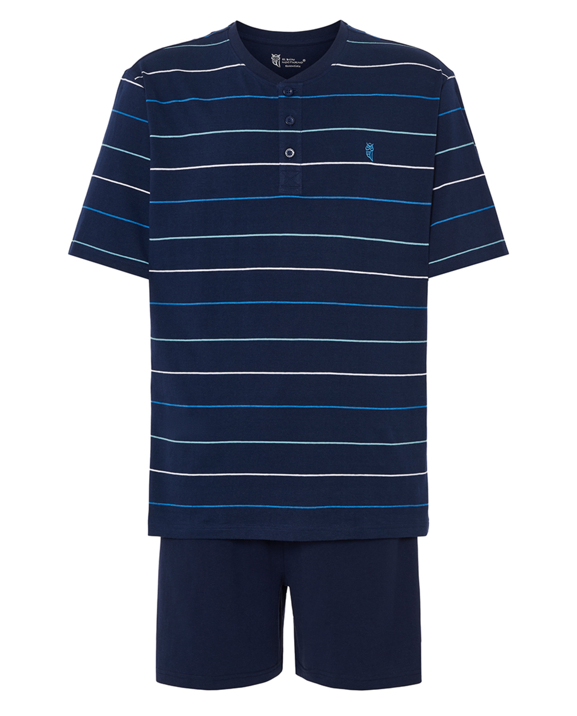 Pijama de Malha Curto com Carcela Azul-marinho-5