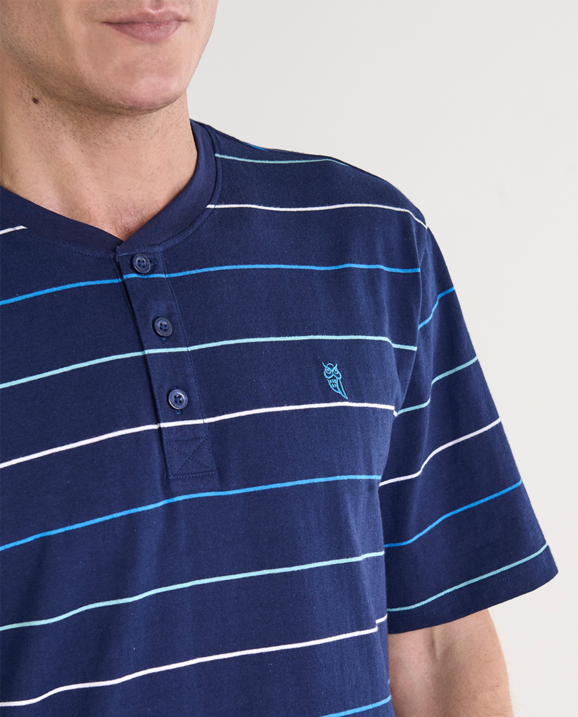 Pijama de Malha Curto com Carcela Azul-marinho-3