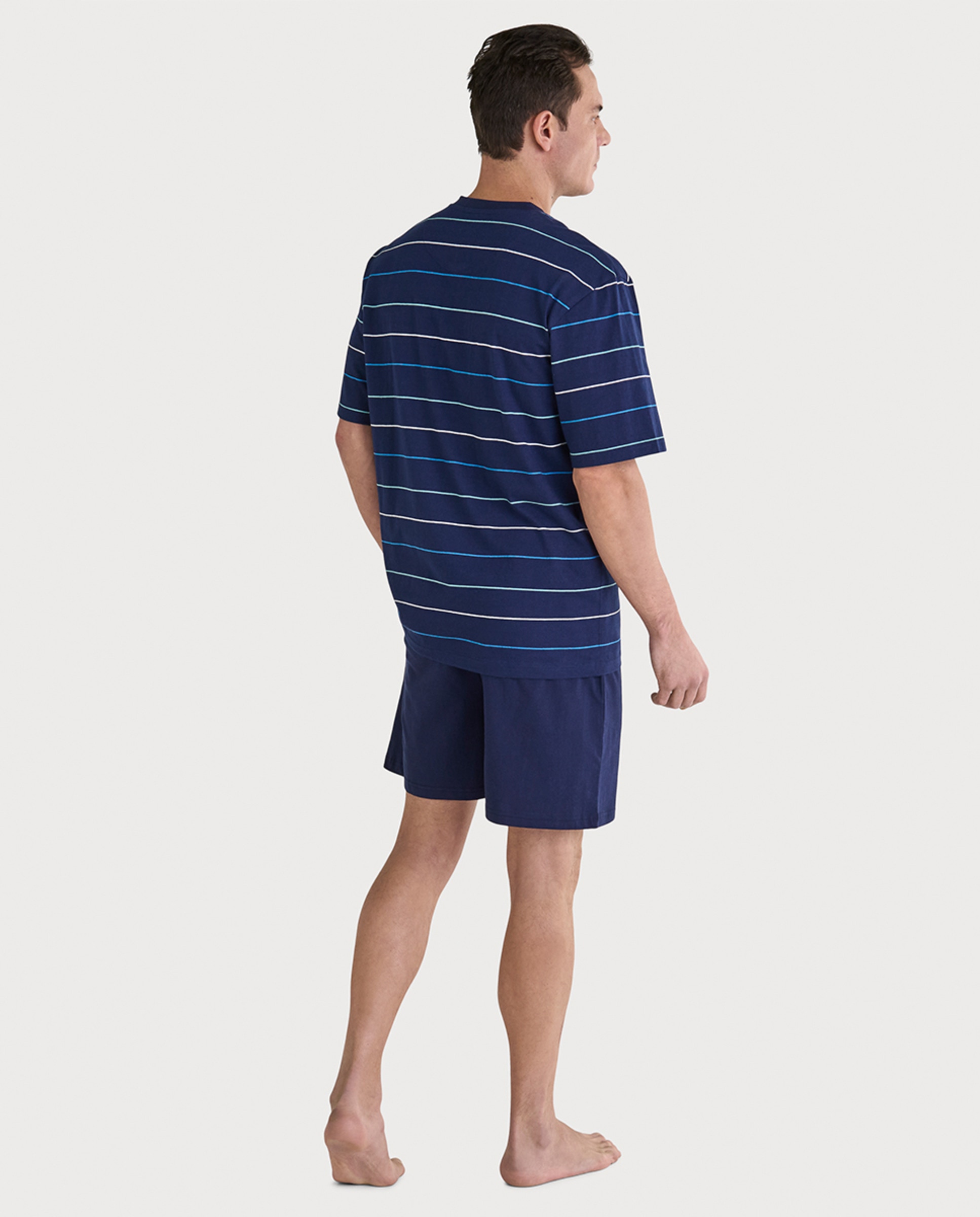 Pijama de Malha Curto com Carcela Azul-marinho-2
